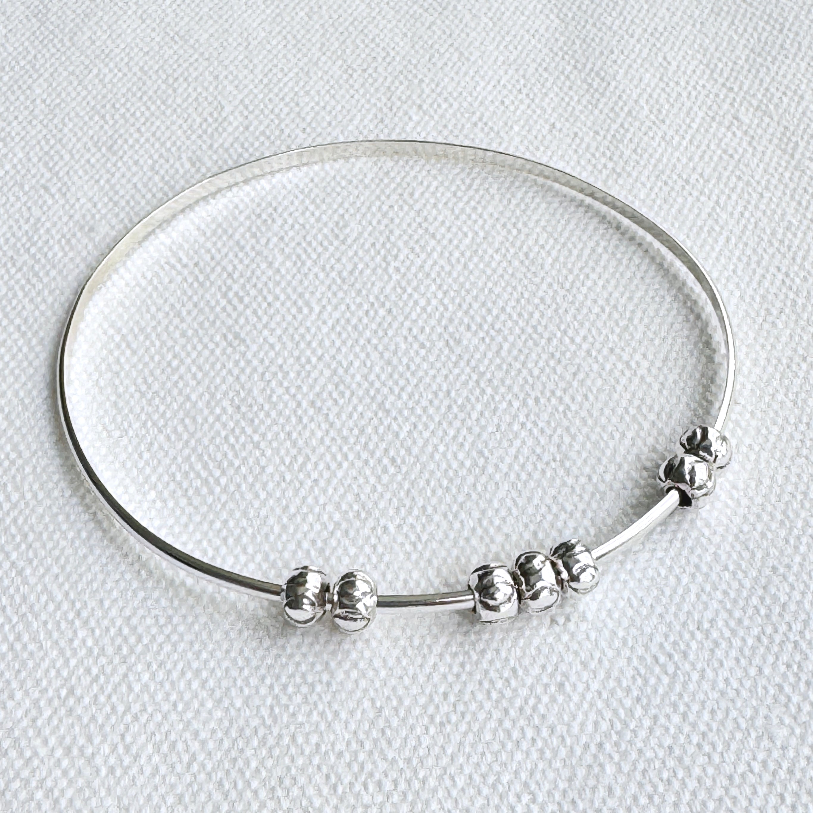 Sterling Silver Thai Bead Bangle Bracelet