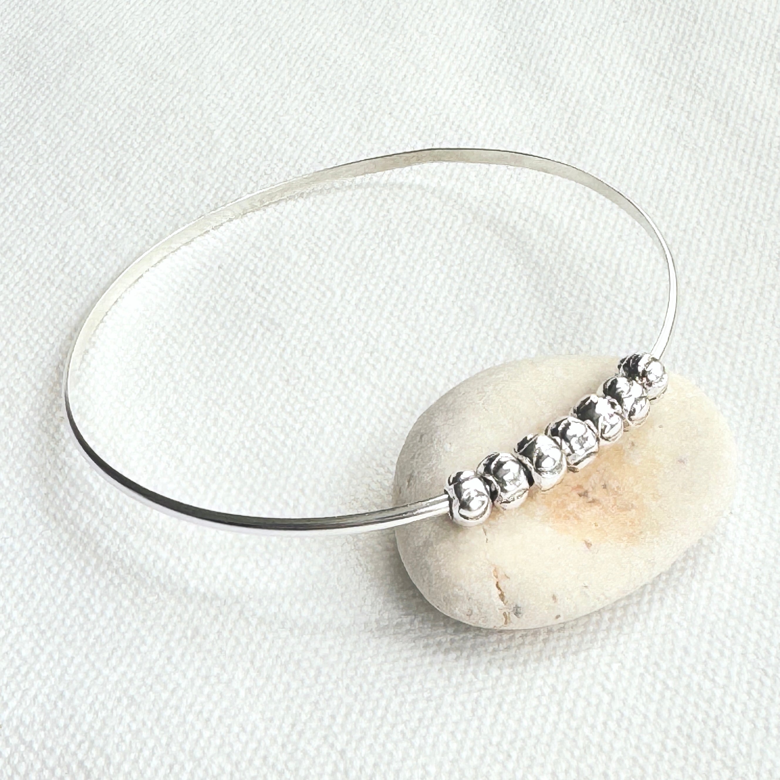 Sterling Silver Thai Bead Bangle Bracelet