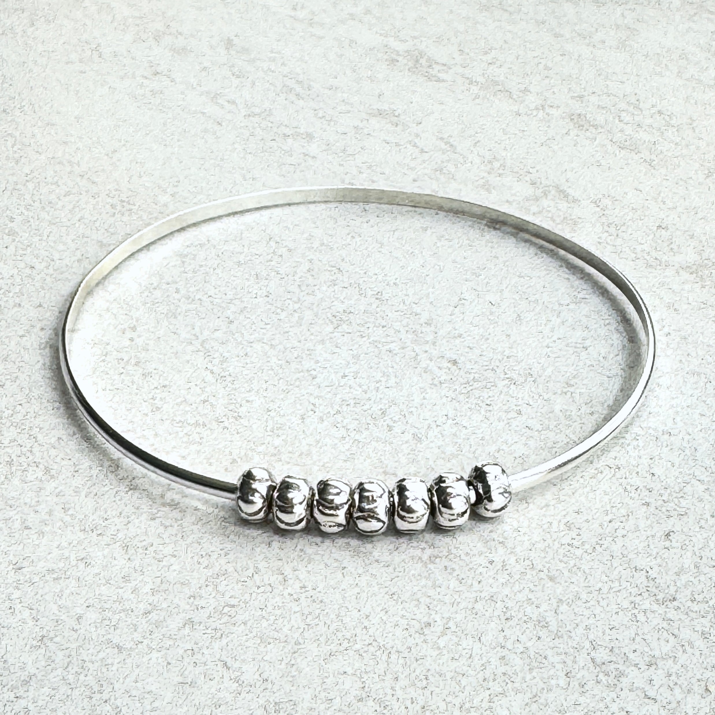 Sterling Silver Thai Bead Bangle Bracelet