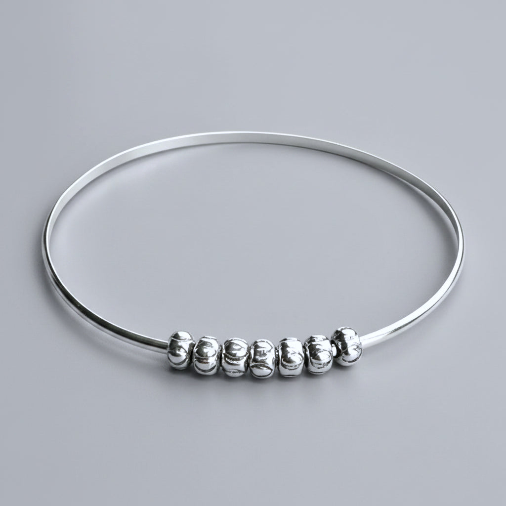 Sterling Silver Thai Bead Bangle Bracelet