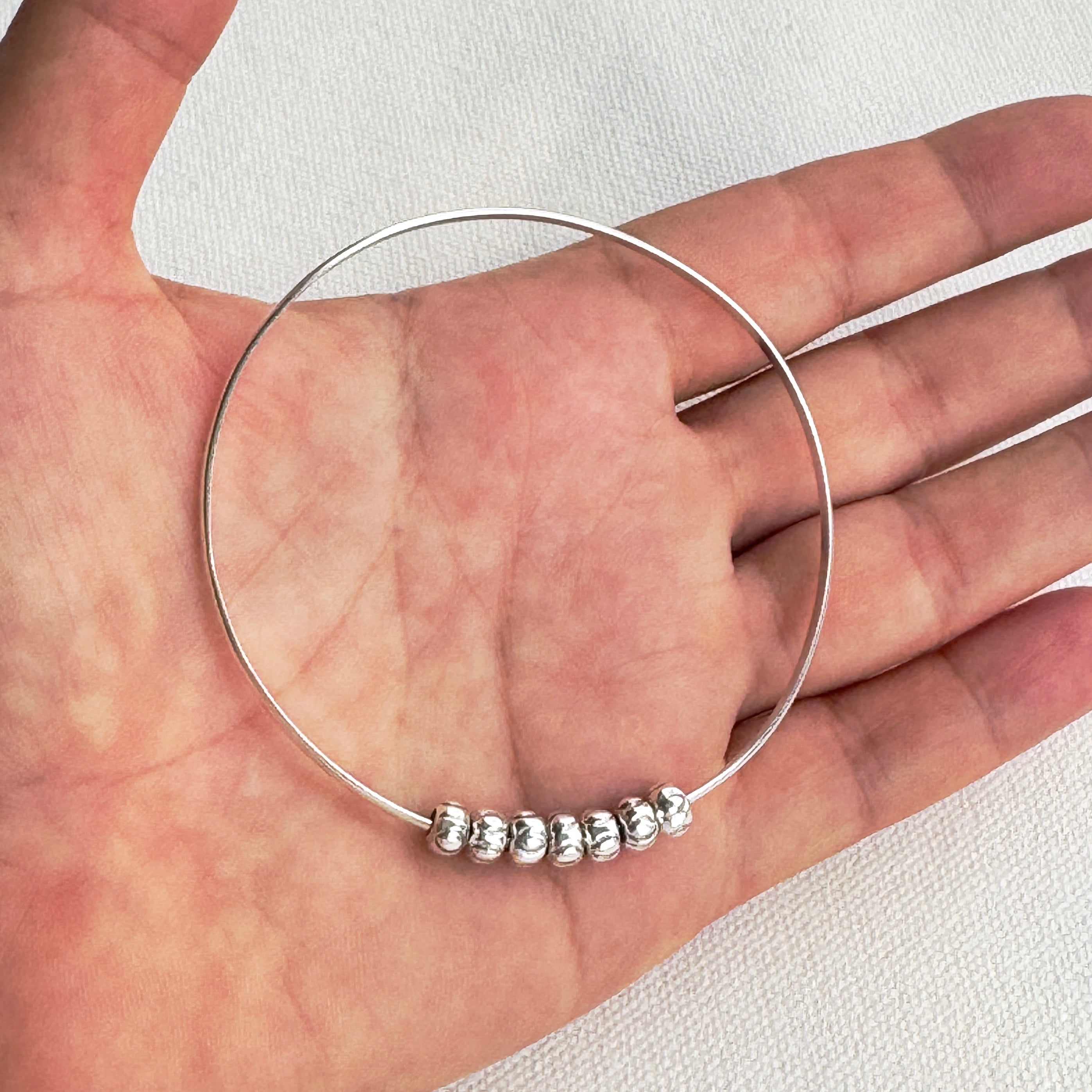 Sterling Silver Thai Bead Bangle Bracelet