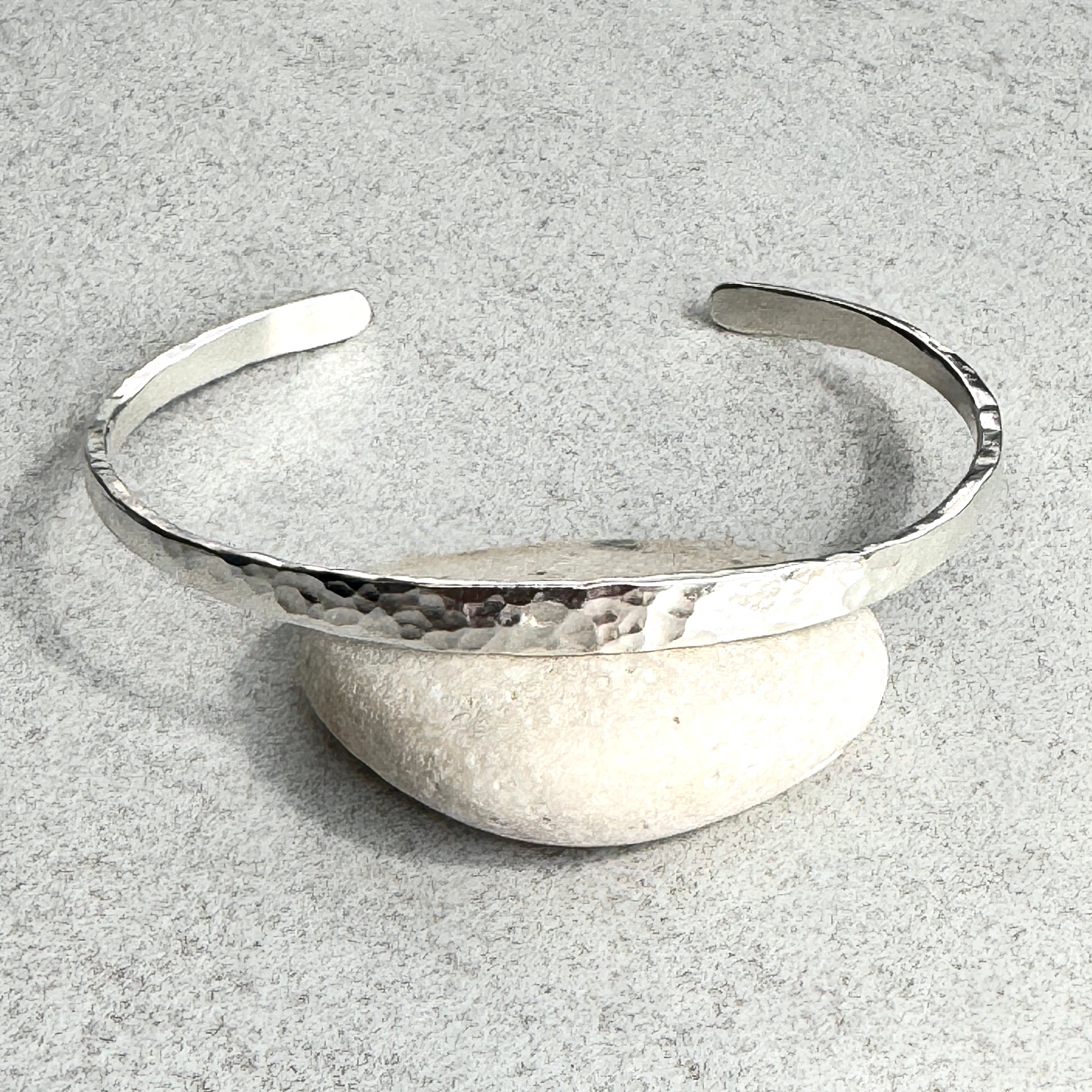 Hammered Highly Polished Sterling Silver Cuff