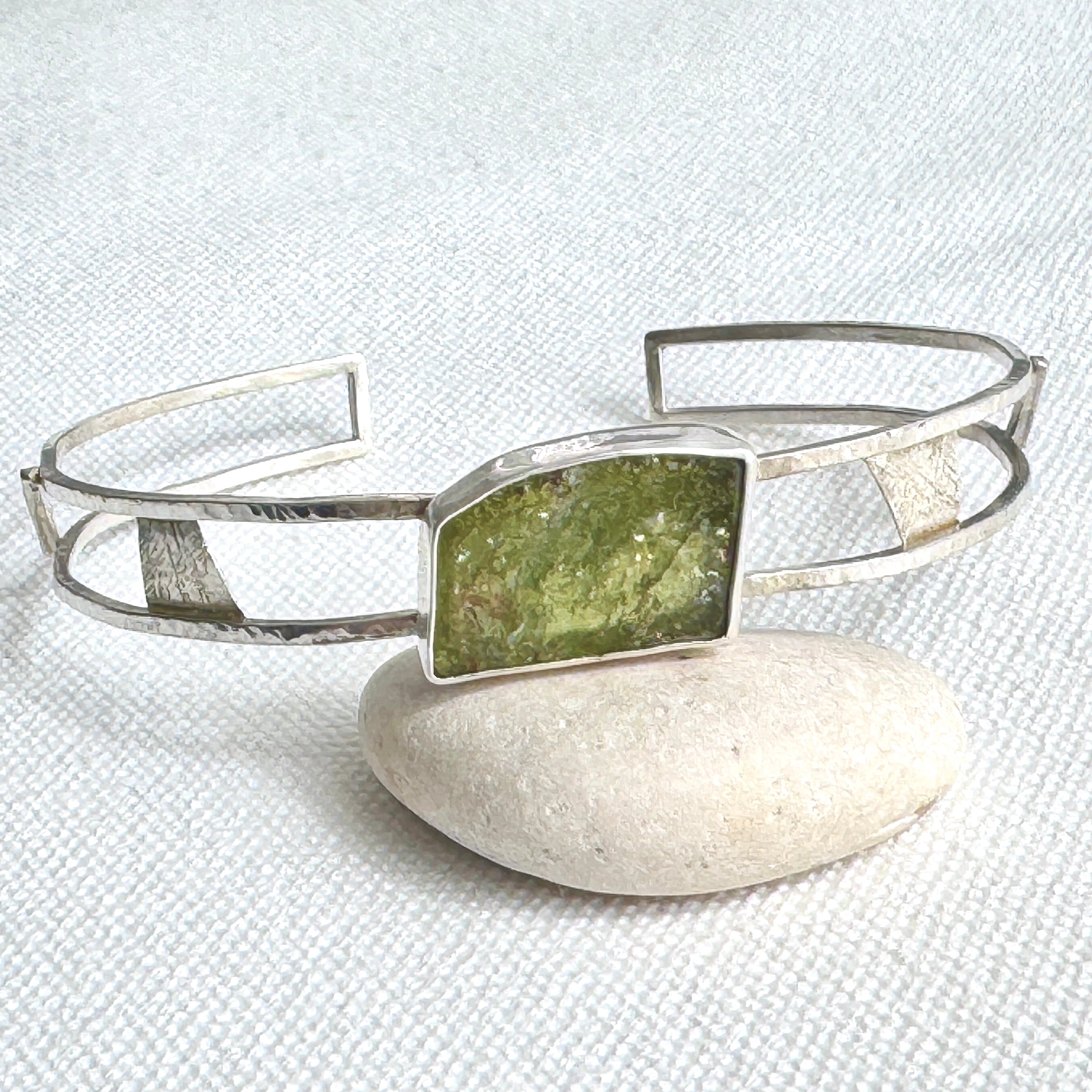 Green Tourmaline Sterling Silver Cuff