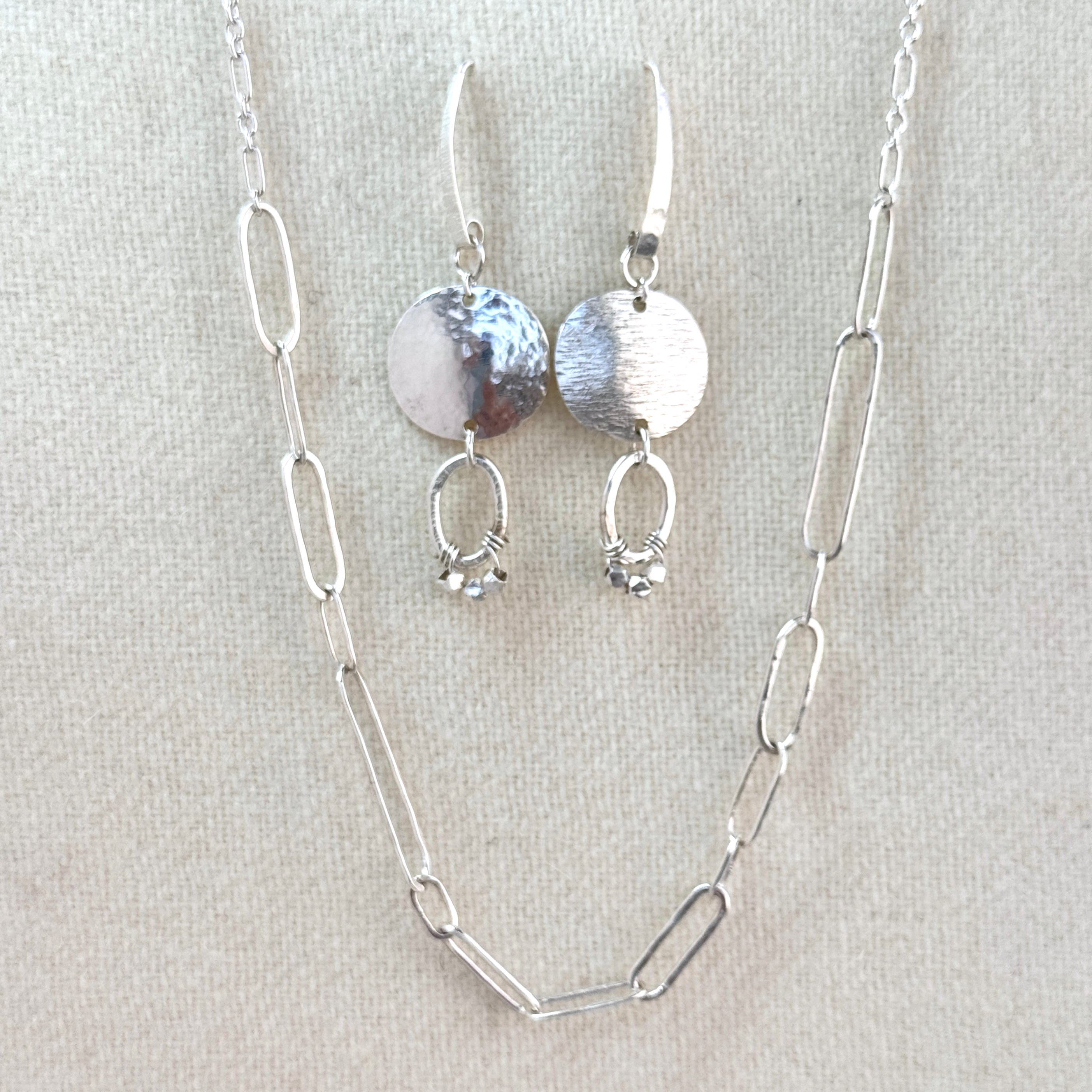 Asymmetric Hammered 925 Silver Disc Earrings