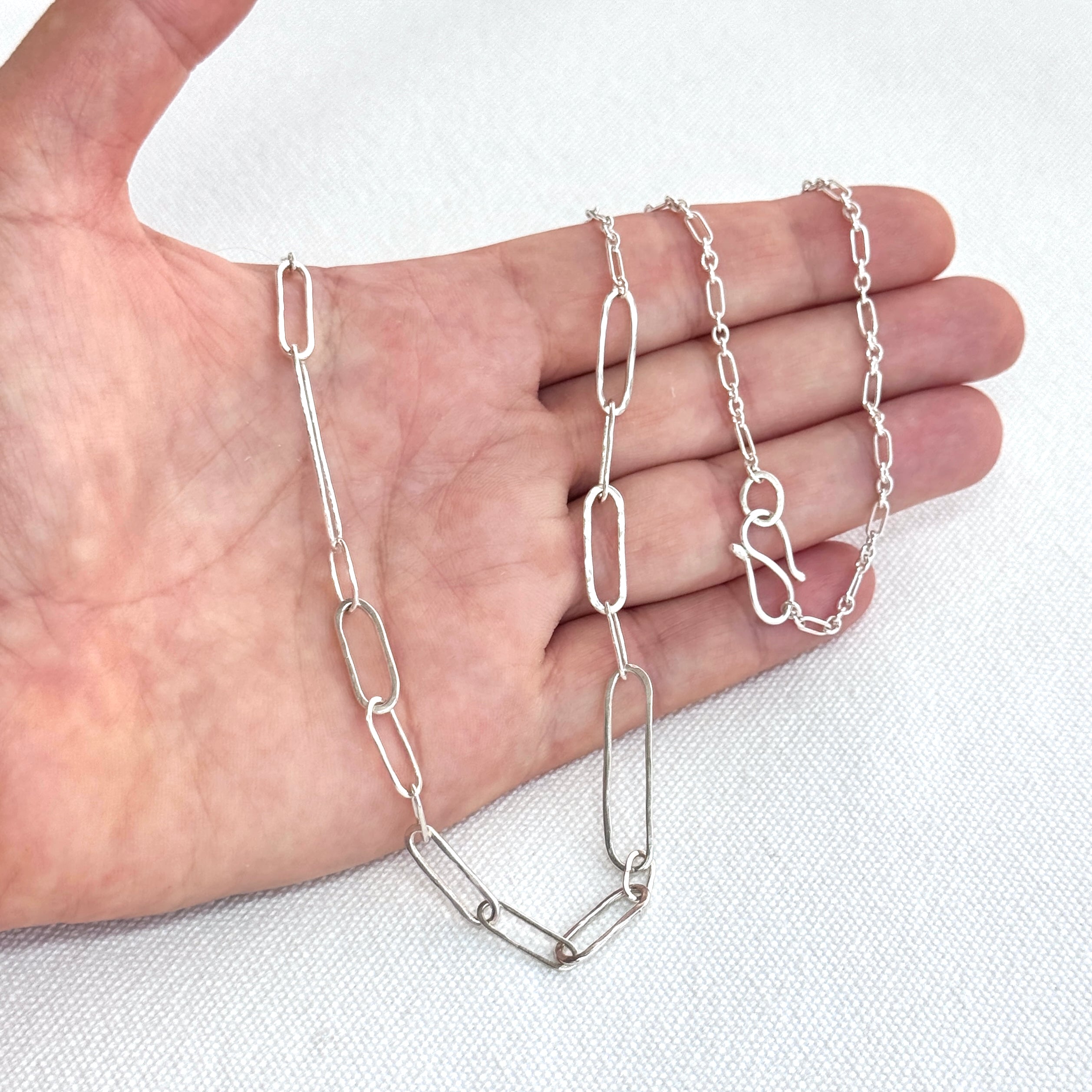 Long Sterling Silver Paperclip Necklace