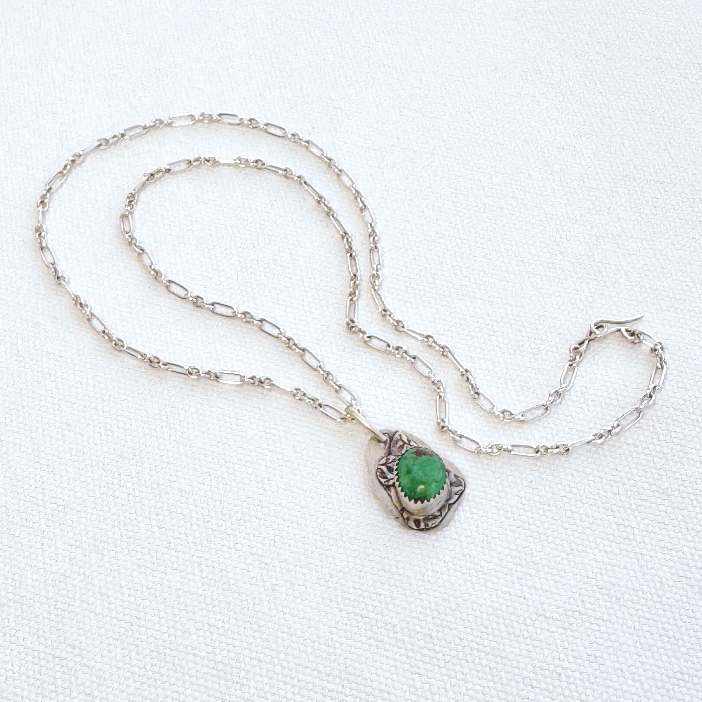 Chrysoprase Leaf Sterling Silver Necklace