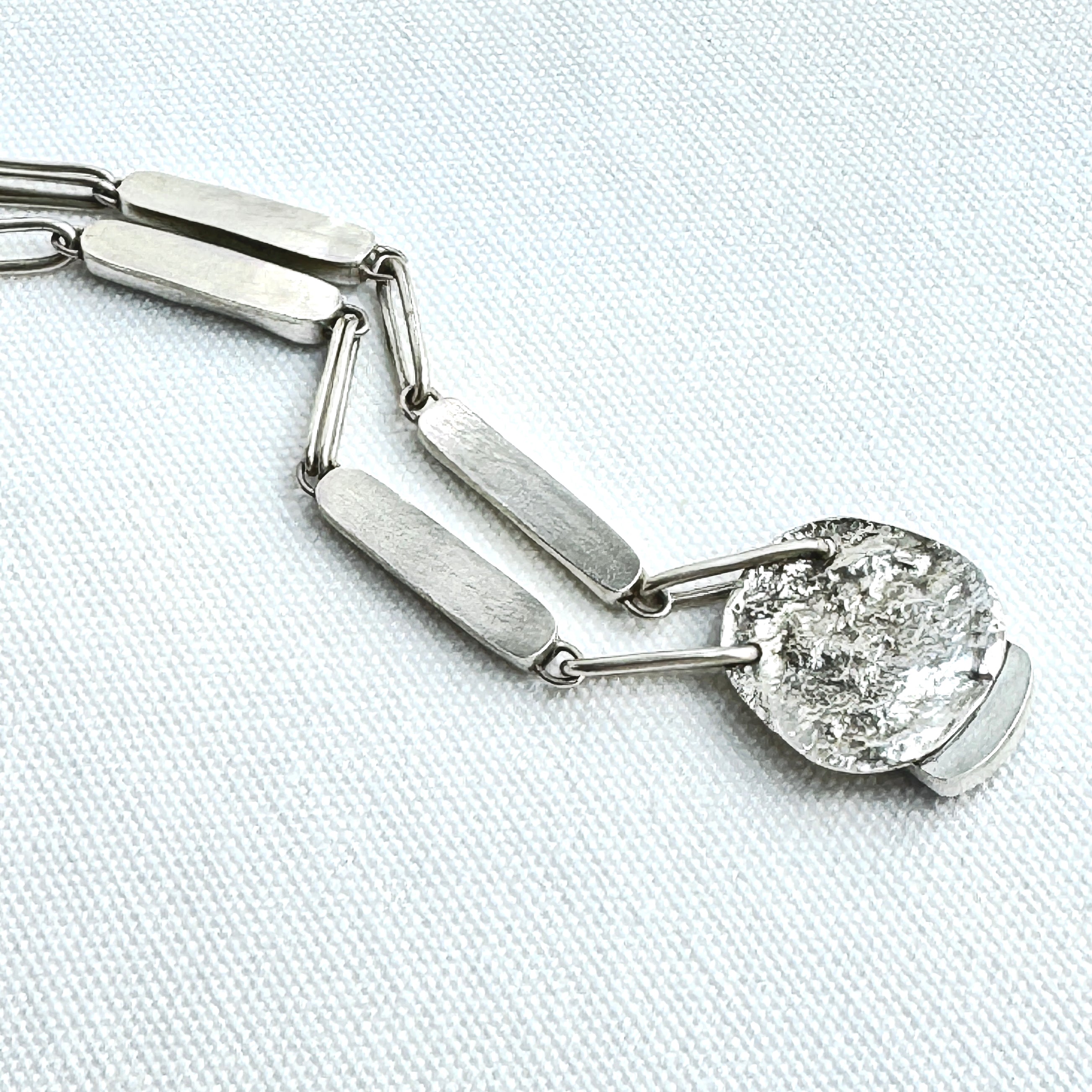 Turquoise & Pearl 925 Silver Link Necklace