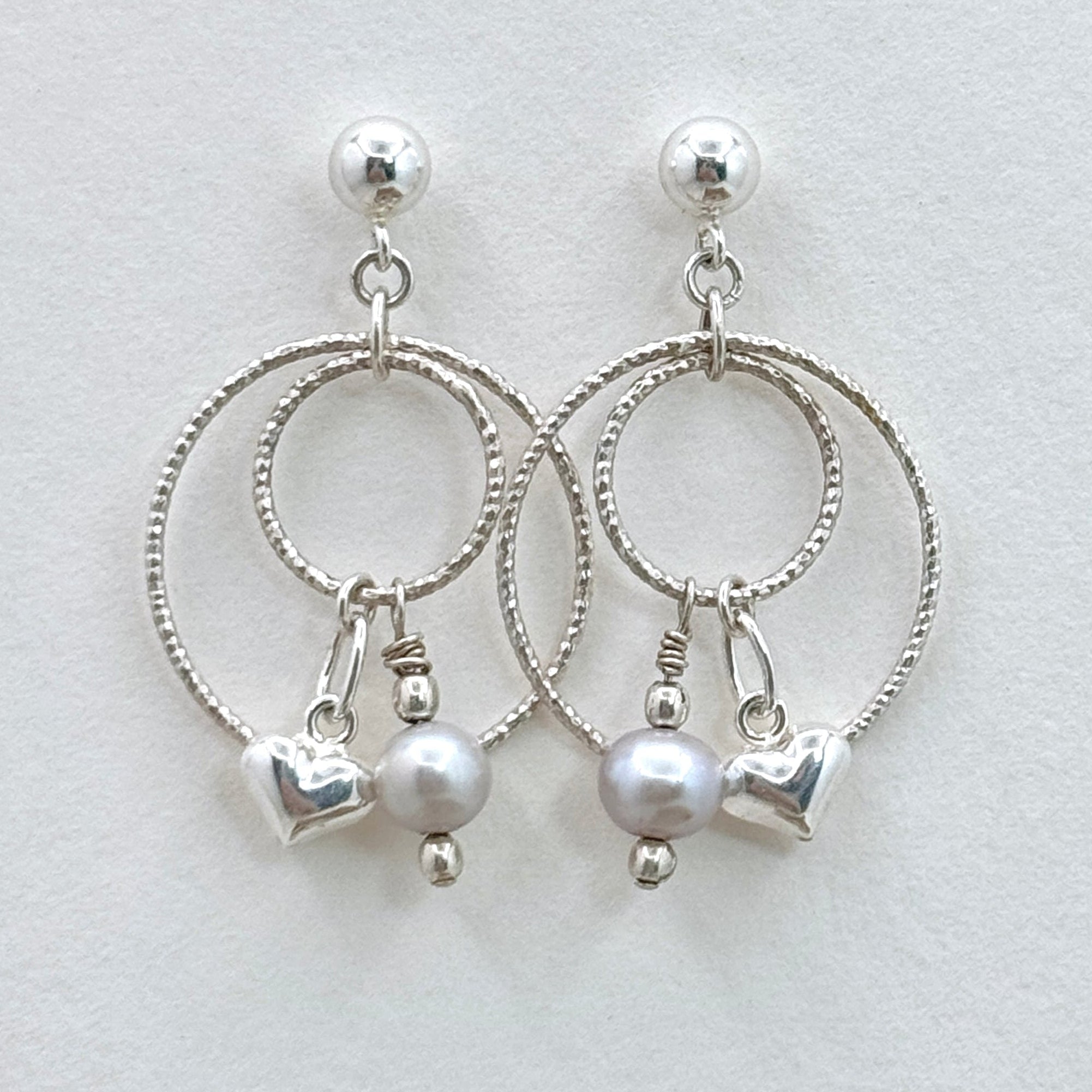 Sterling Silver Hoop Gray Pearl Earrings