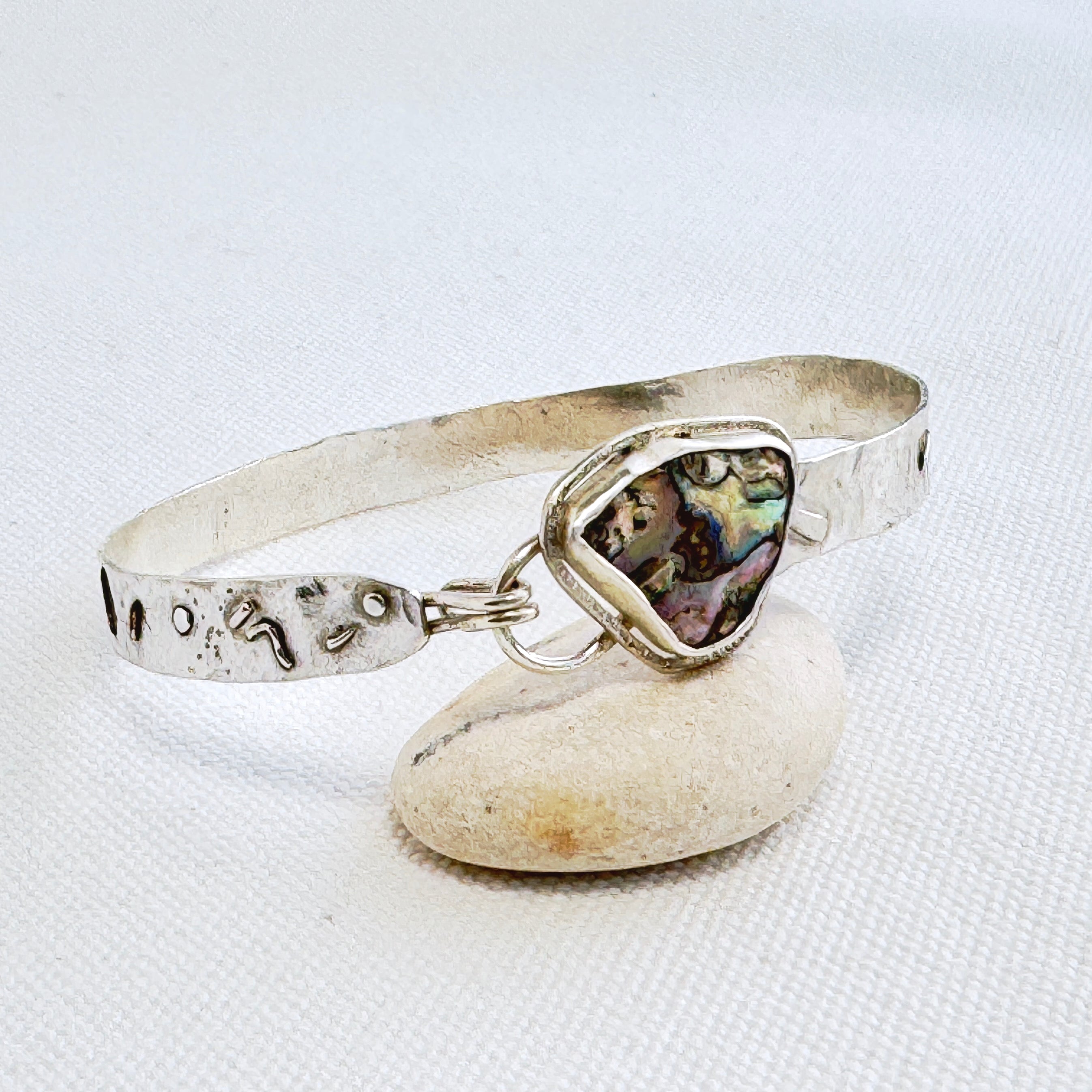 Abalone Shell Sterling Silver Bangle Bracelet