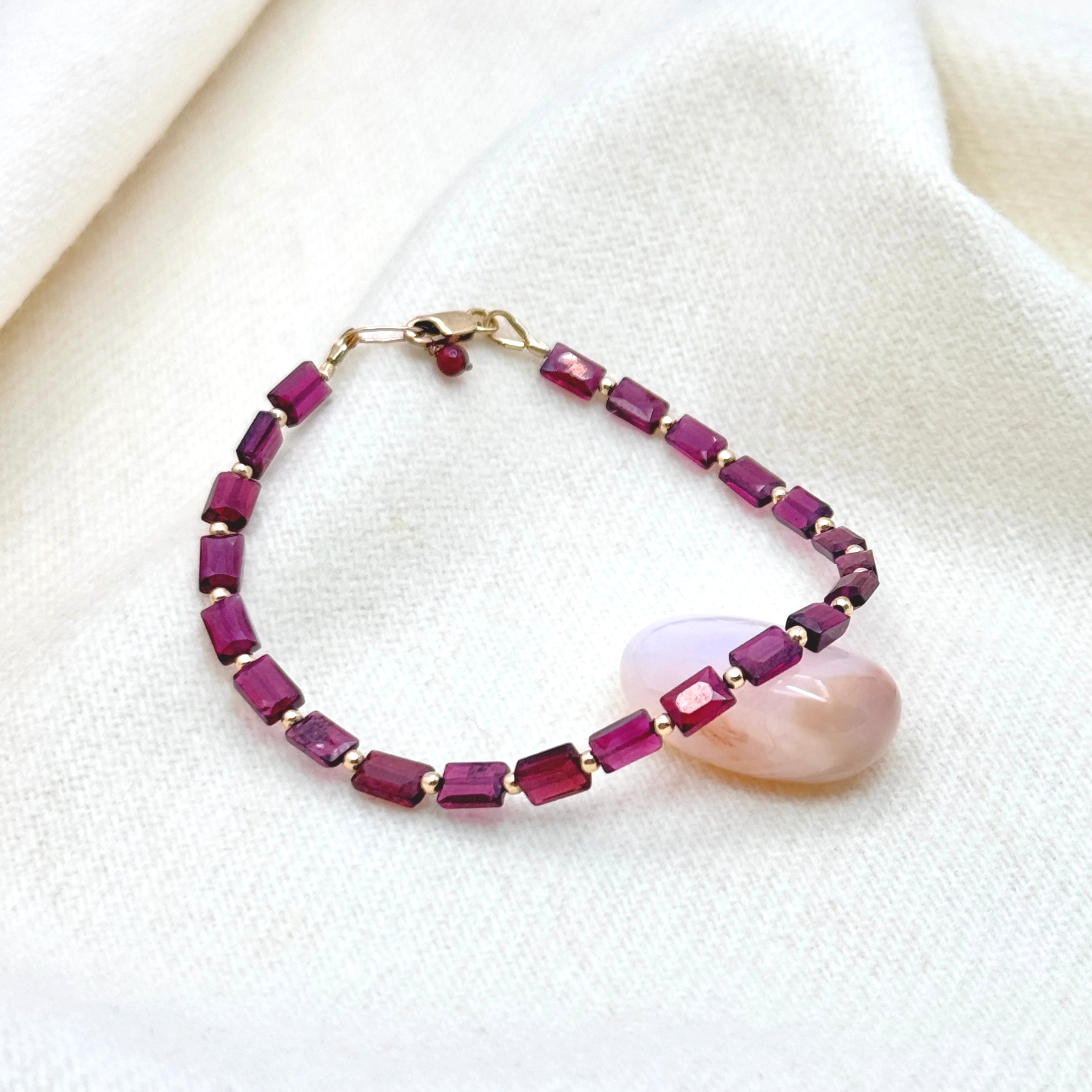 Faceted Garnet Gold-Filled Bracelet