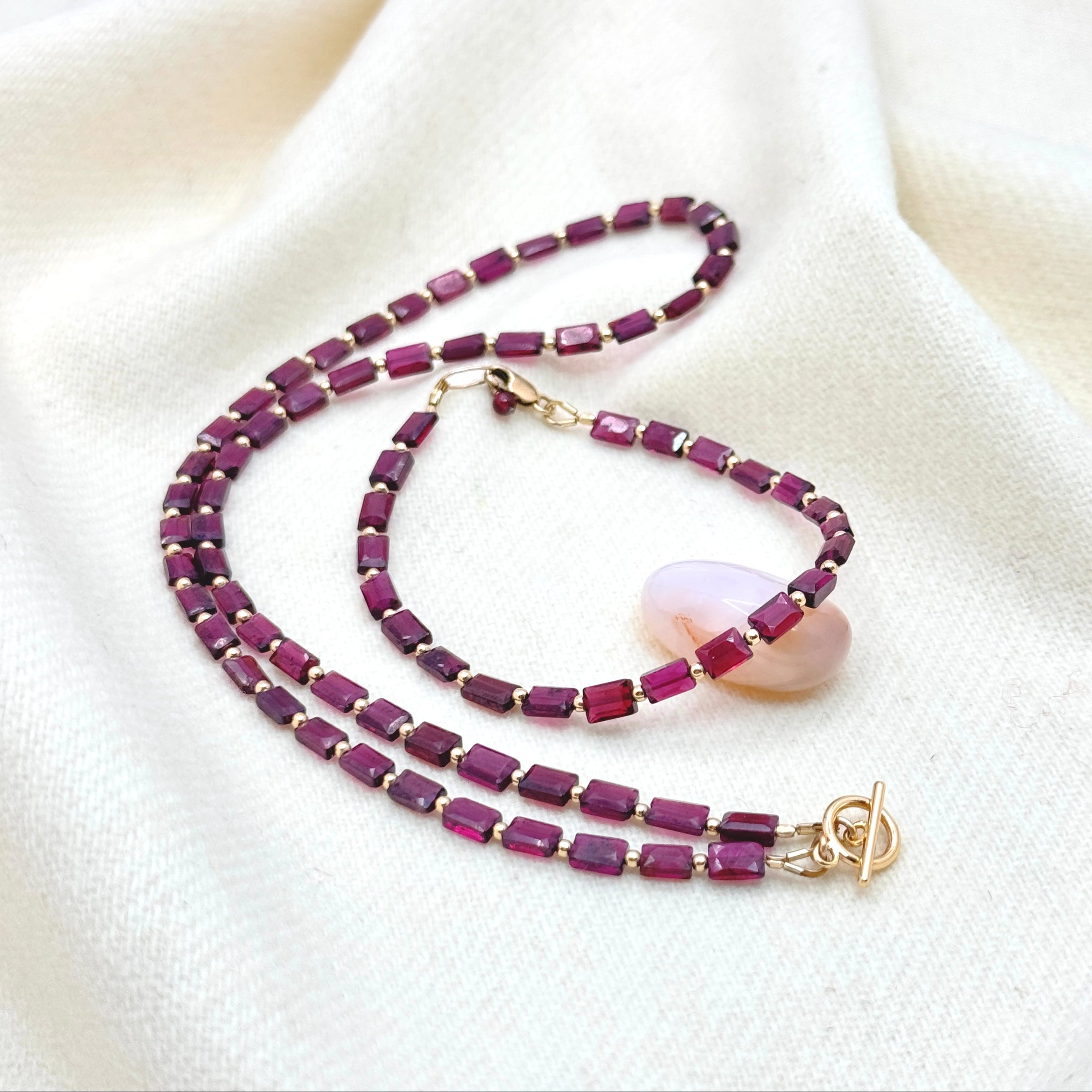 Faceted Garnet Gold-Filled Bracelet
