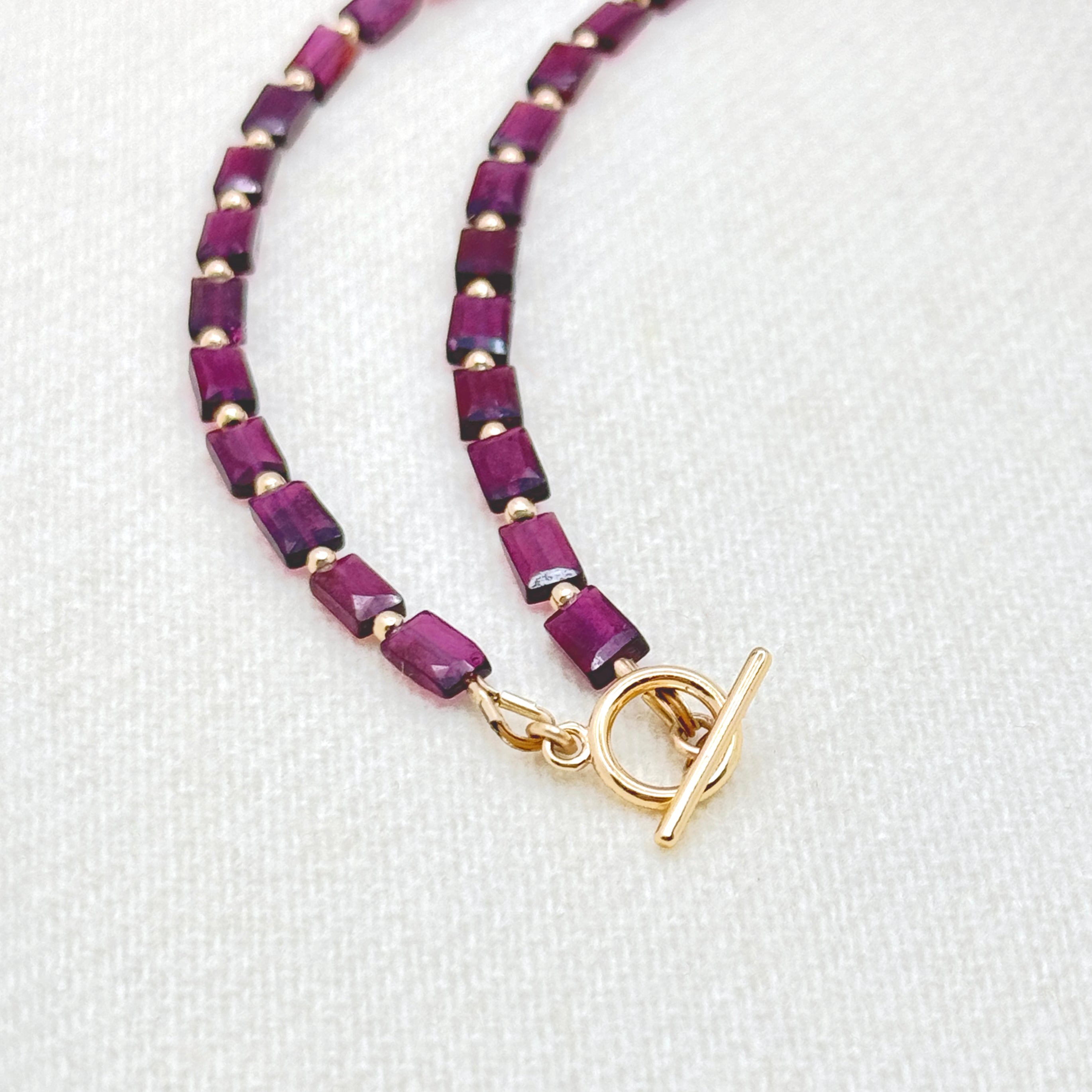 Faceted Garnet Gold-Filled Necklace