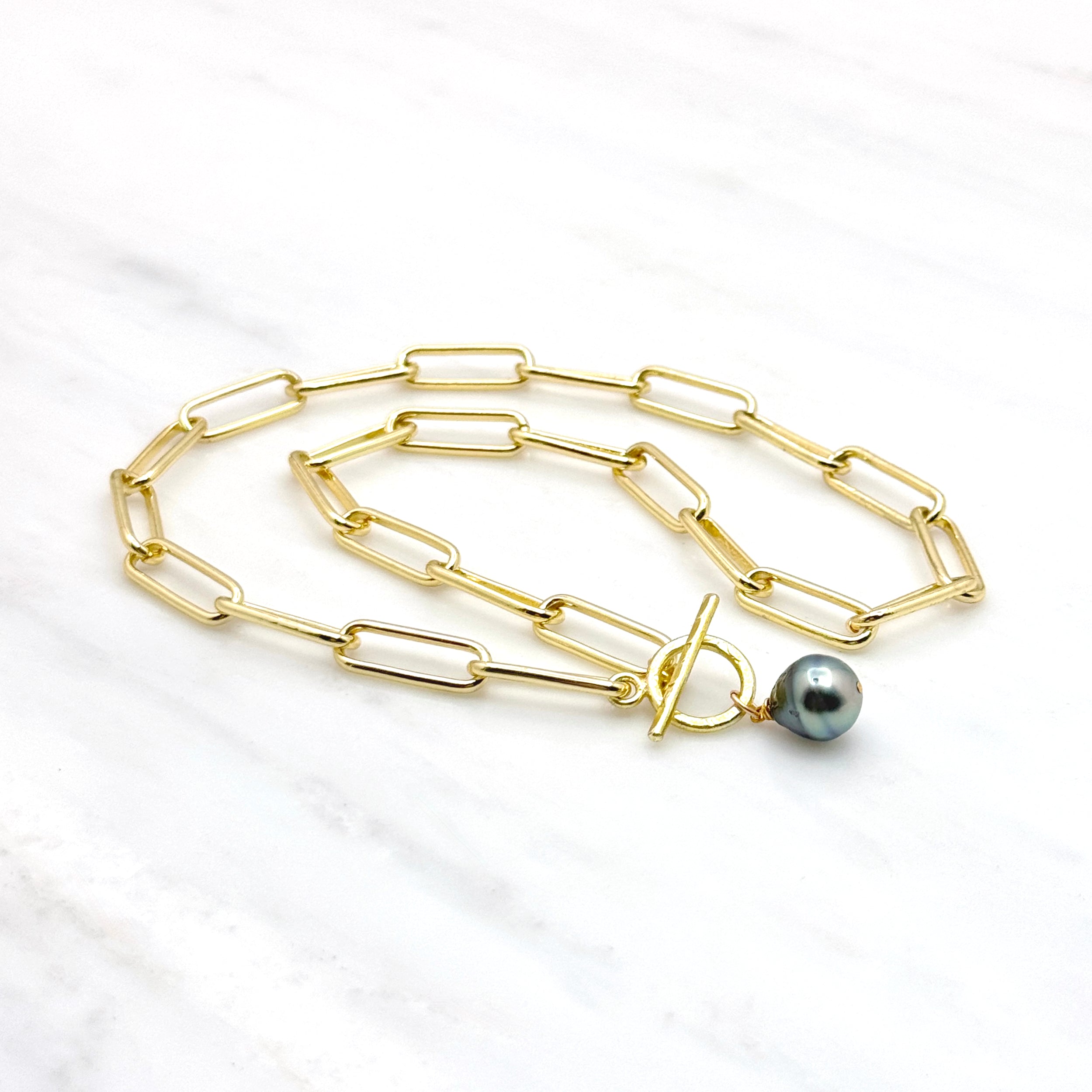 Bold Tahitian Pearl Paperclip Necklace