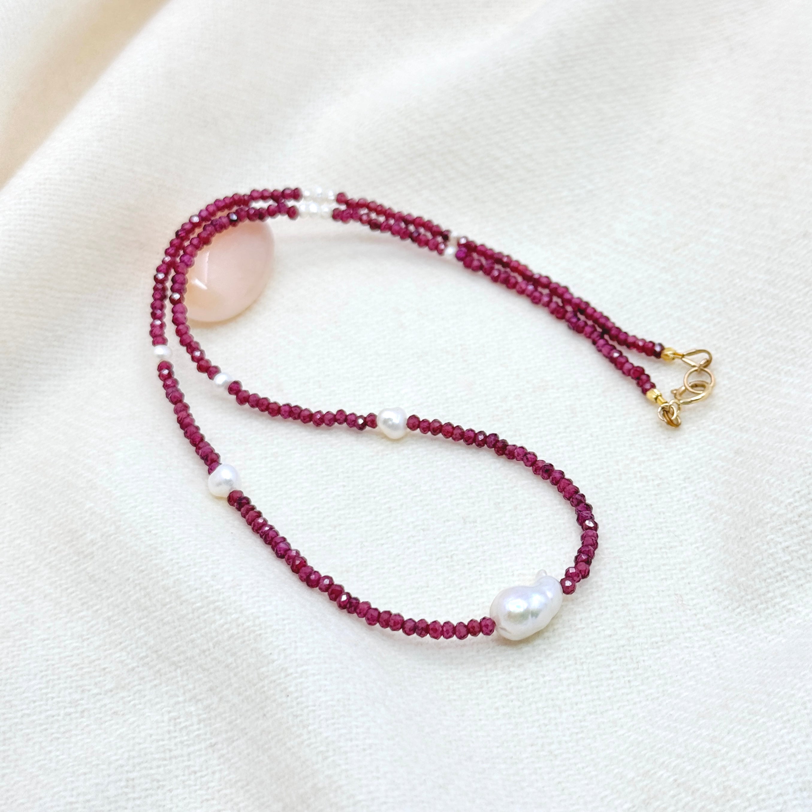 Mozambique Garnet & Baroque Pearl Necklace
