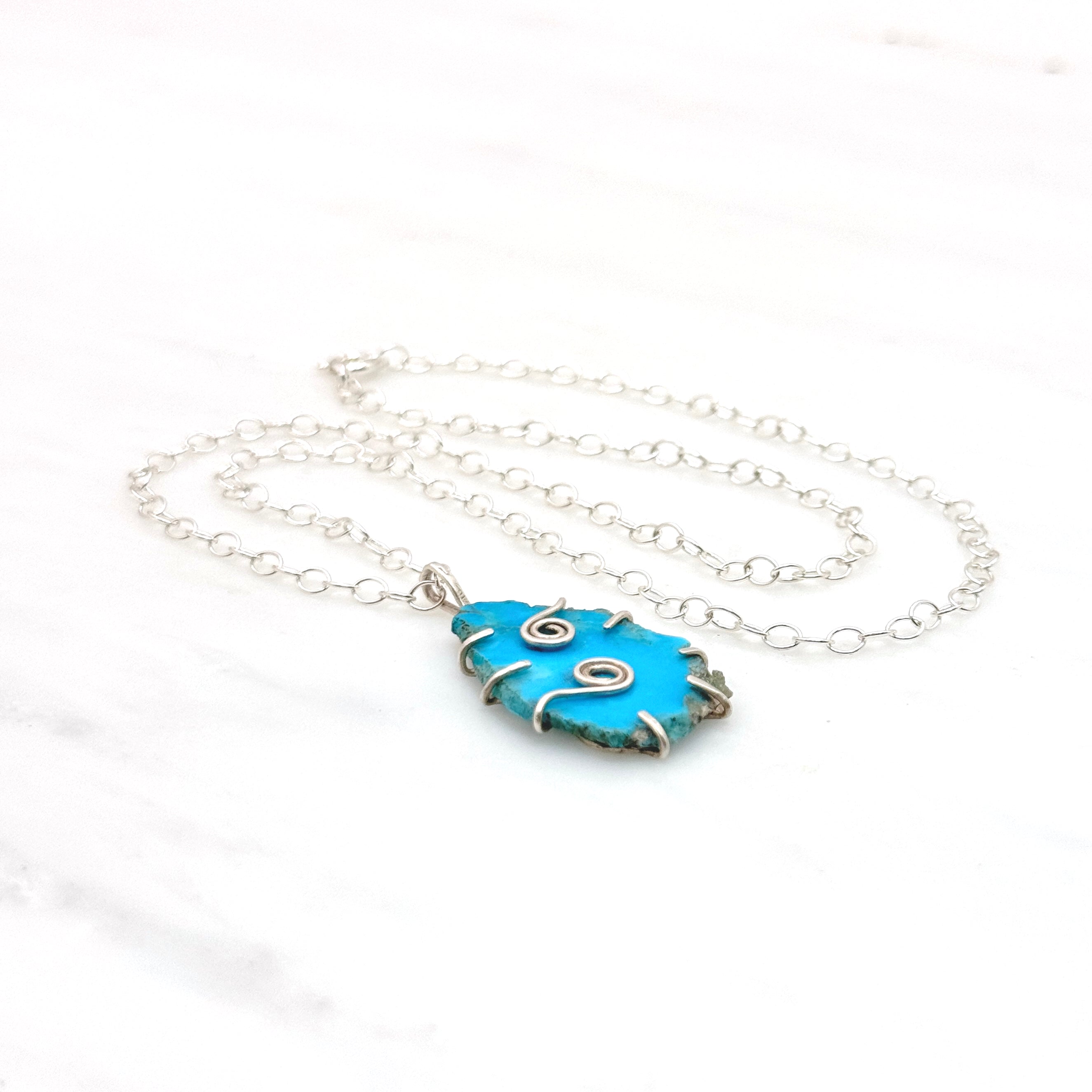 Kingman Turquoise 925 Silver Pendant Necklace