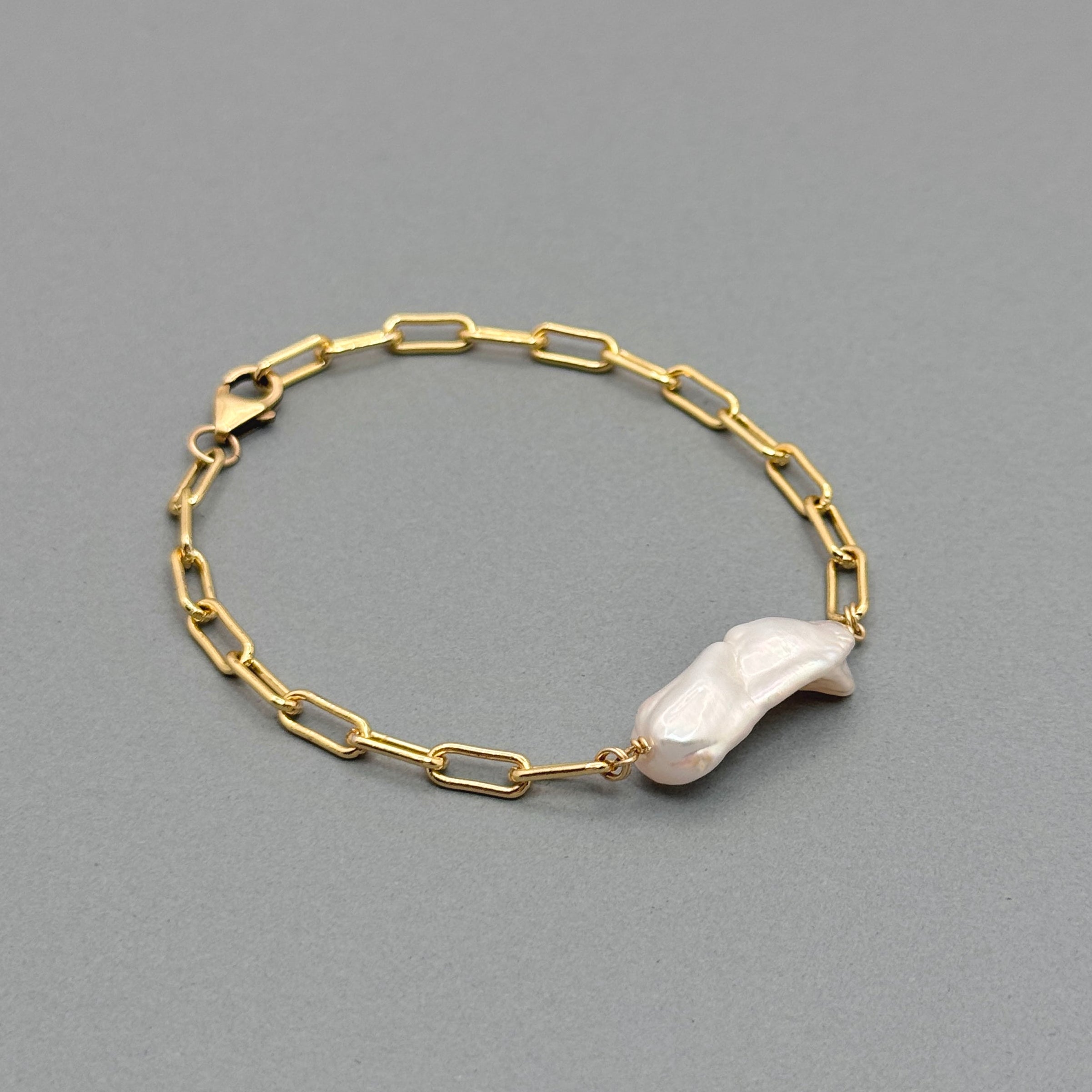Baroque Pearl Gold-Filled Paperclip Bracelet
