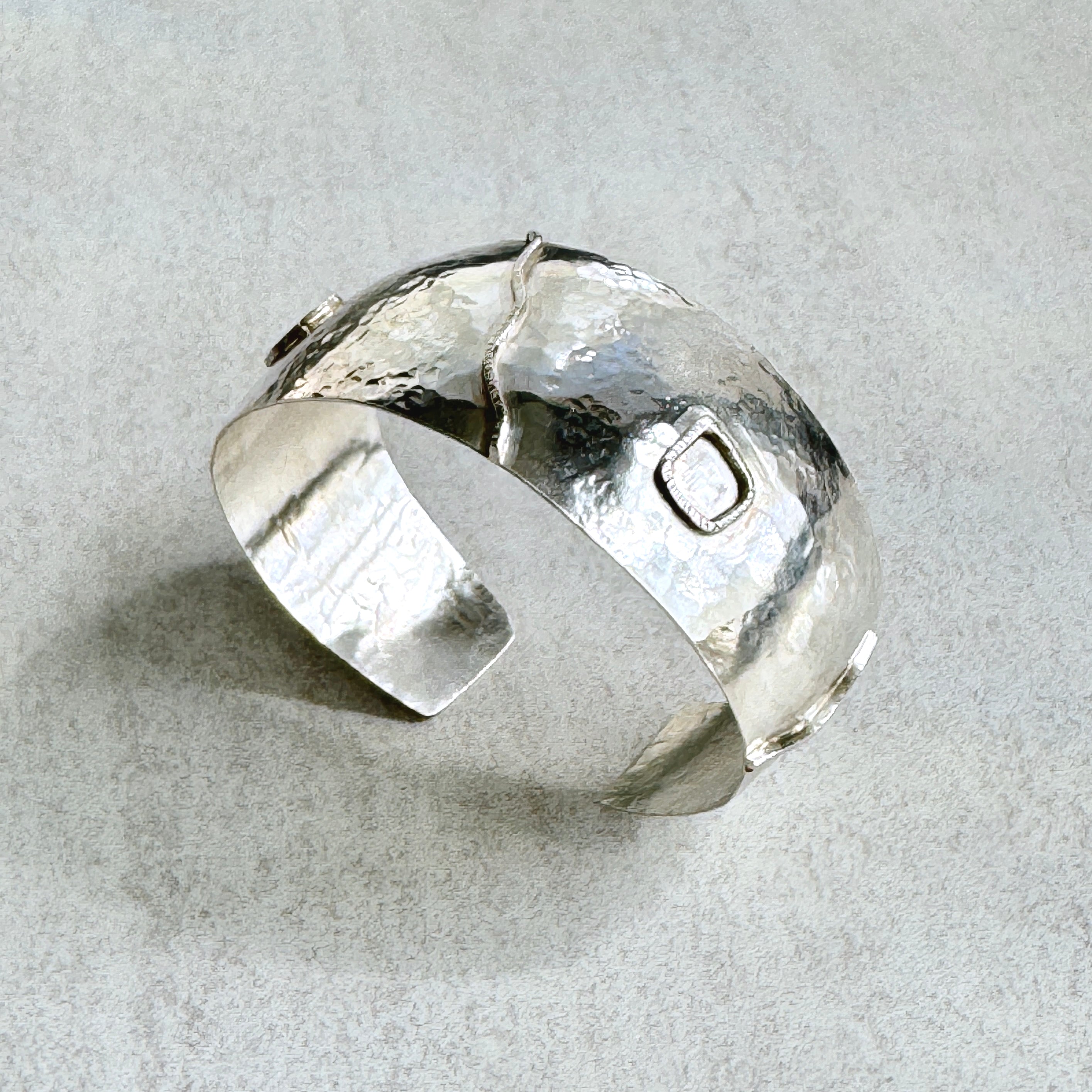 Wide Hammered Sterling Silver Synclastic Cuff