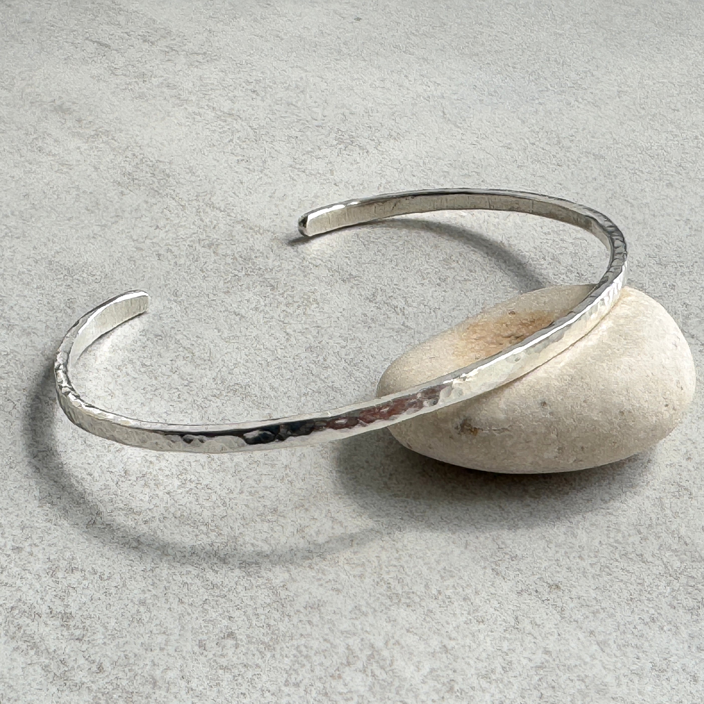 Hammered Sterling Silver Oval Cuff Bracelet