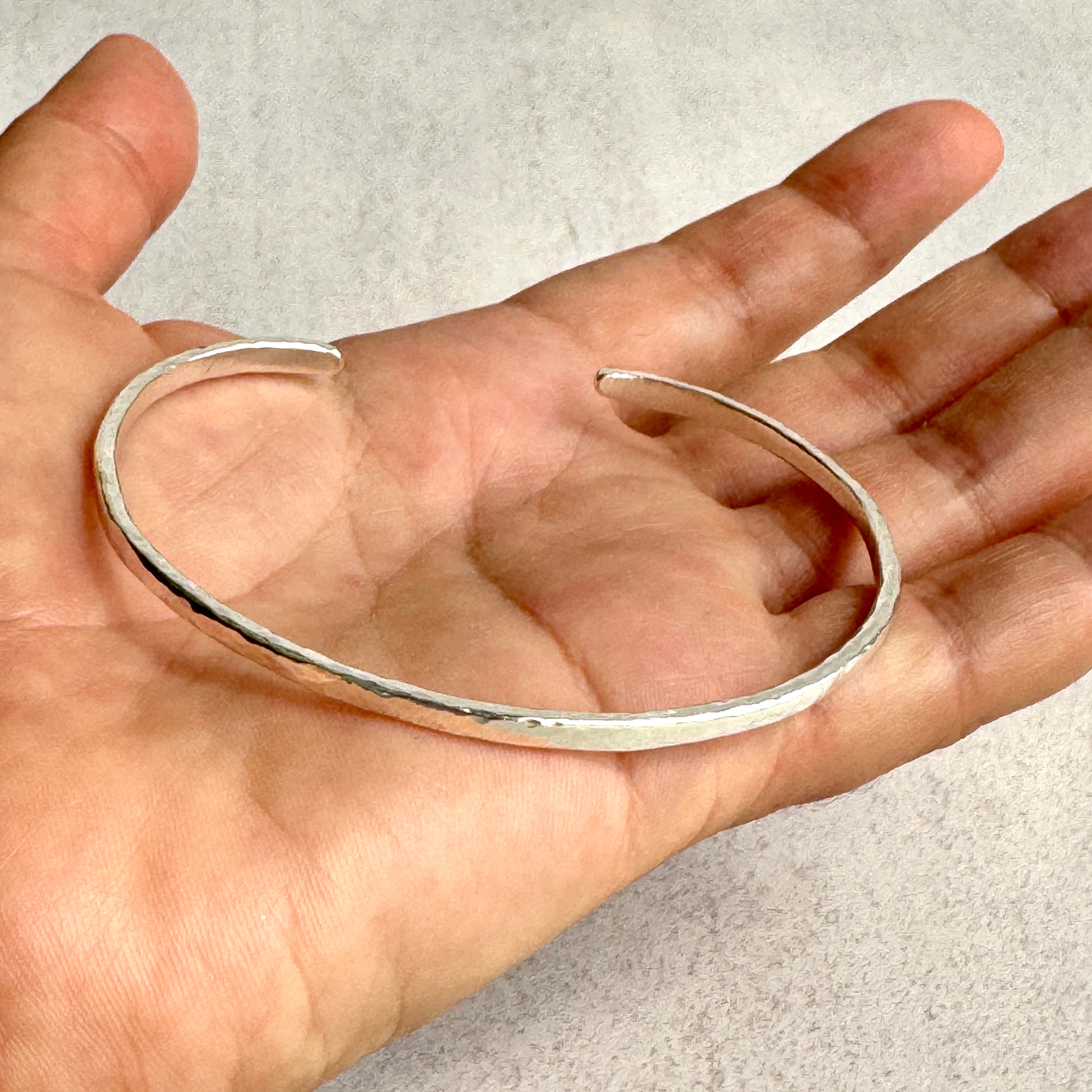 Hammered Sterling Silver Oval Cuff Bracelet