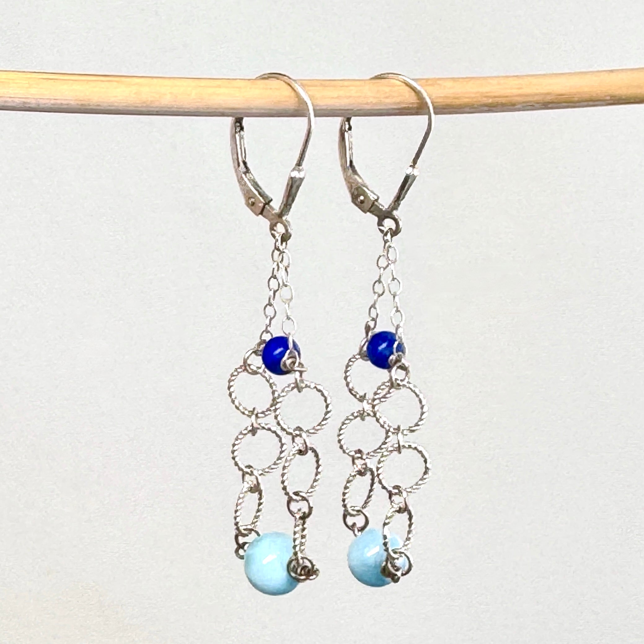 Larimar & Lapis Sterling Silver Drop Earrings