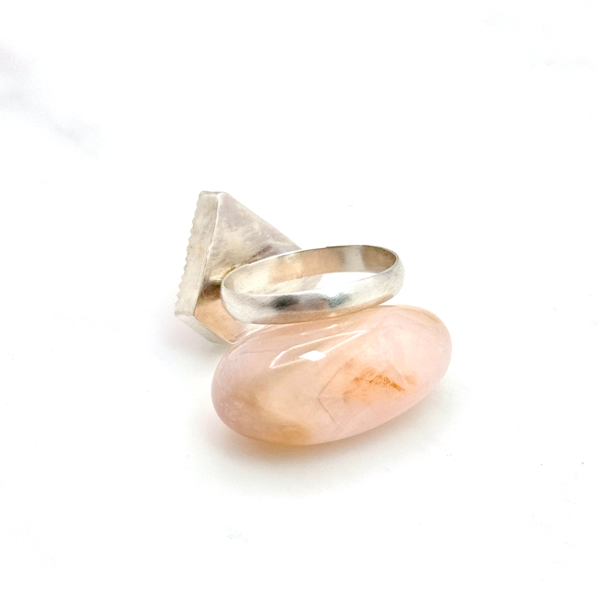 Rhodochrosite Sterling Silver Geometric Ring