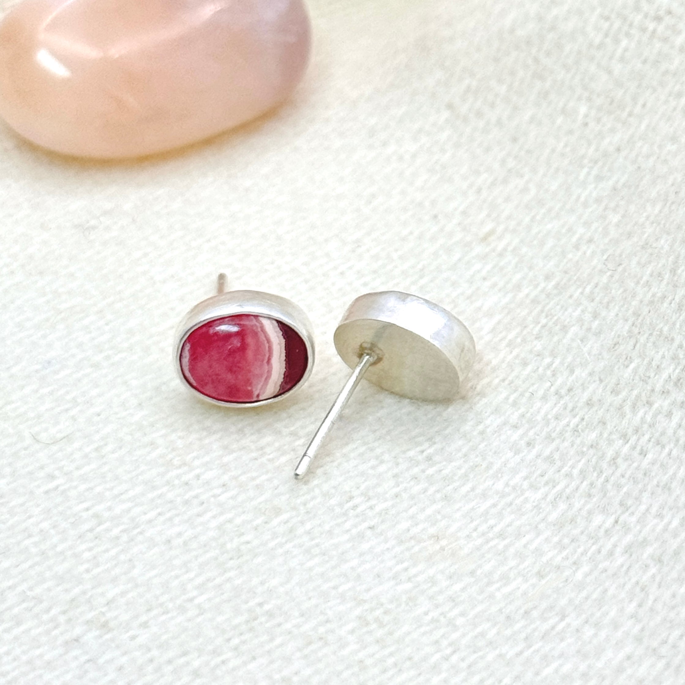 Sterling Silver Rhodochrosite Stud Earrings