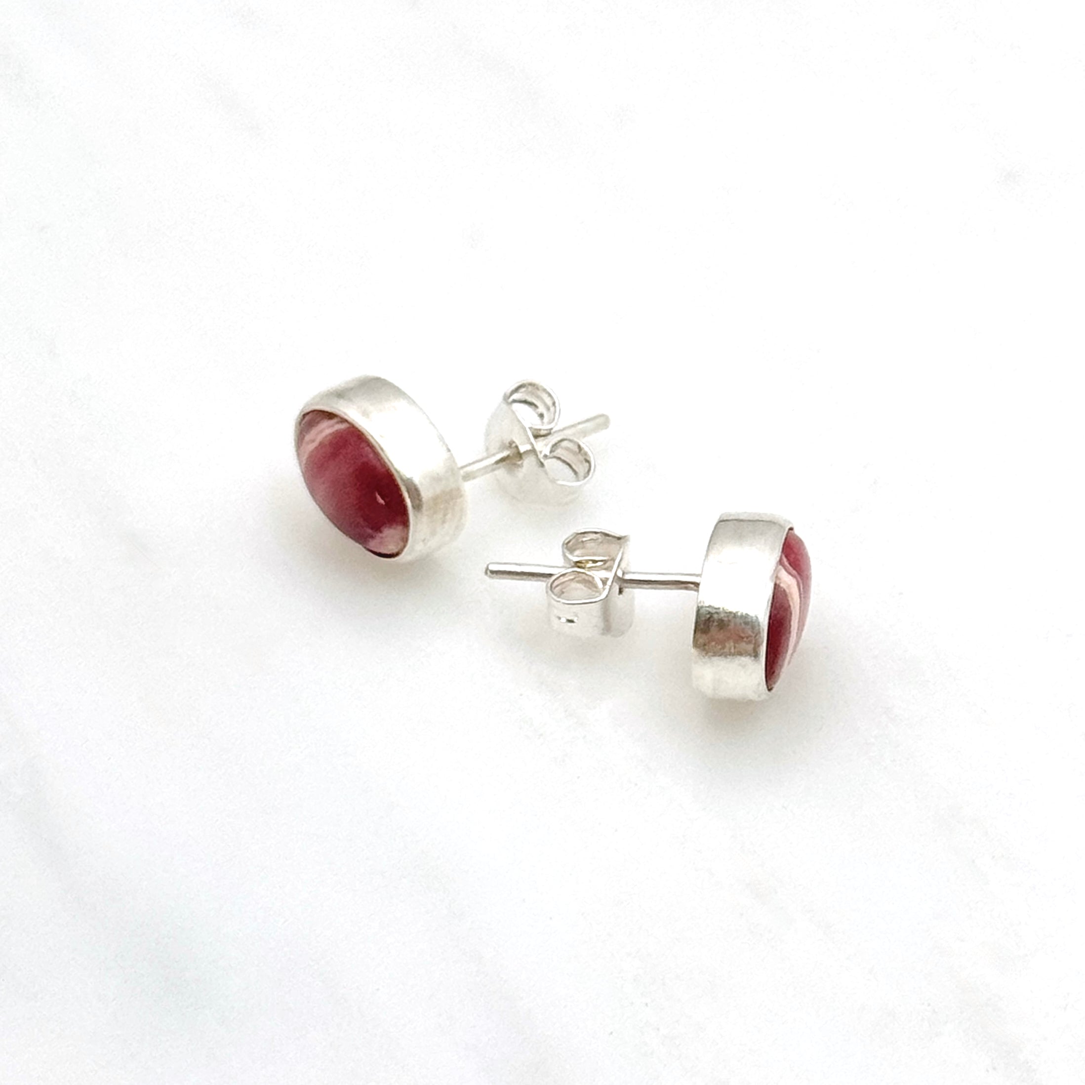 Sterling Silver Rhodochrosite Stud Earrings