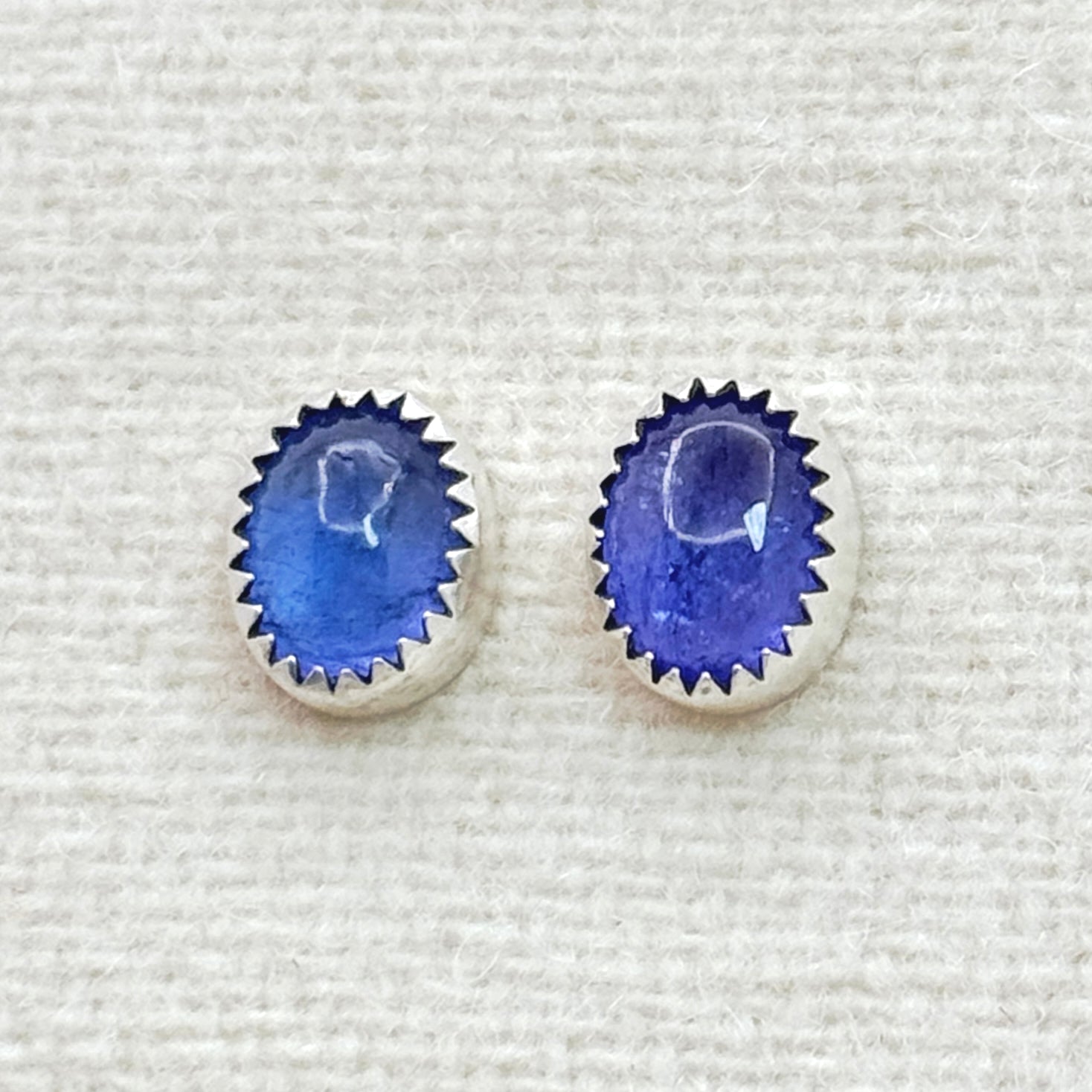 Sterling Silver Tanzanite Oval Stud Earrings