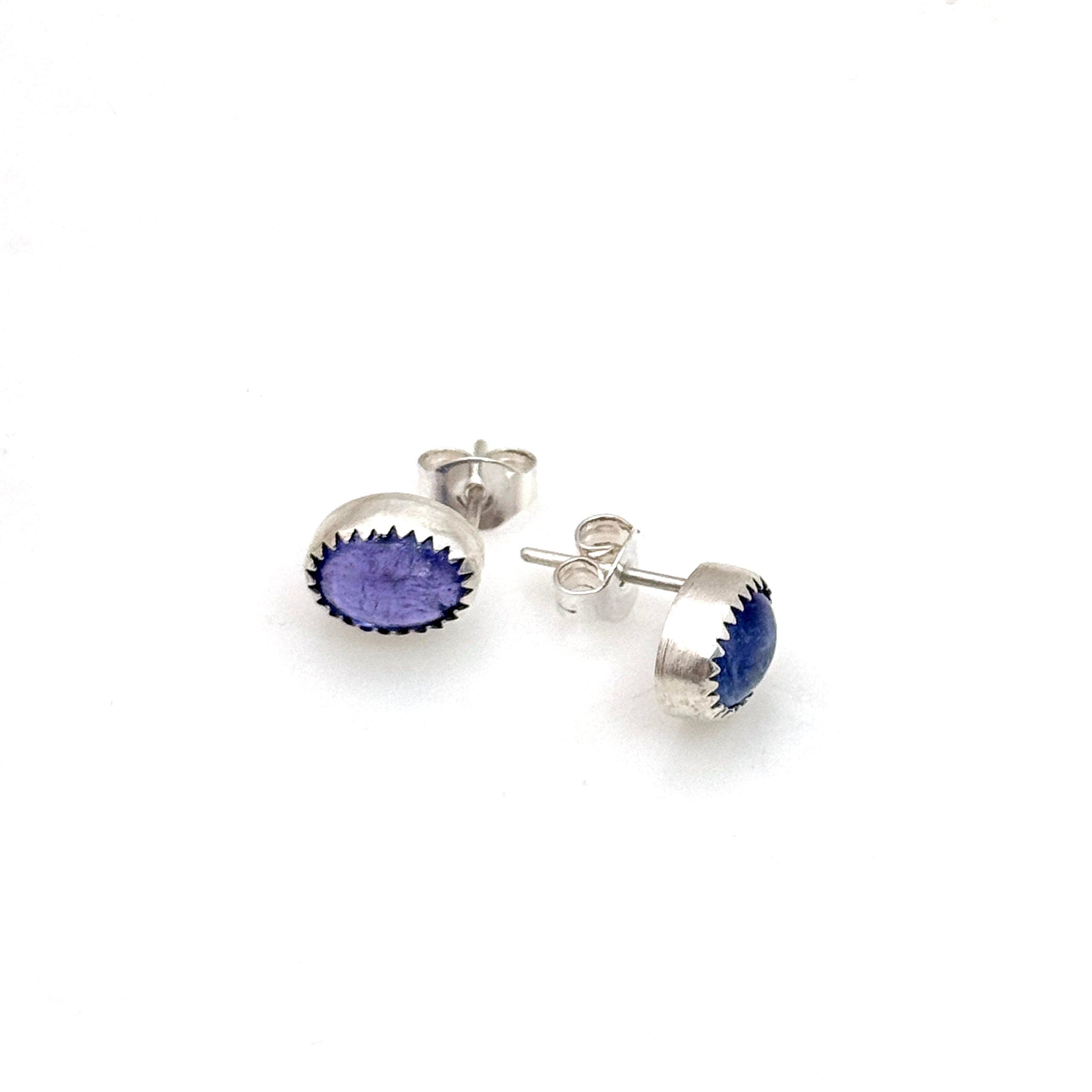 Sterling Silver Tanzanite Oval Stud Earrings