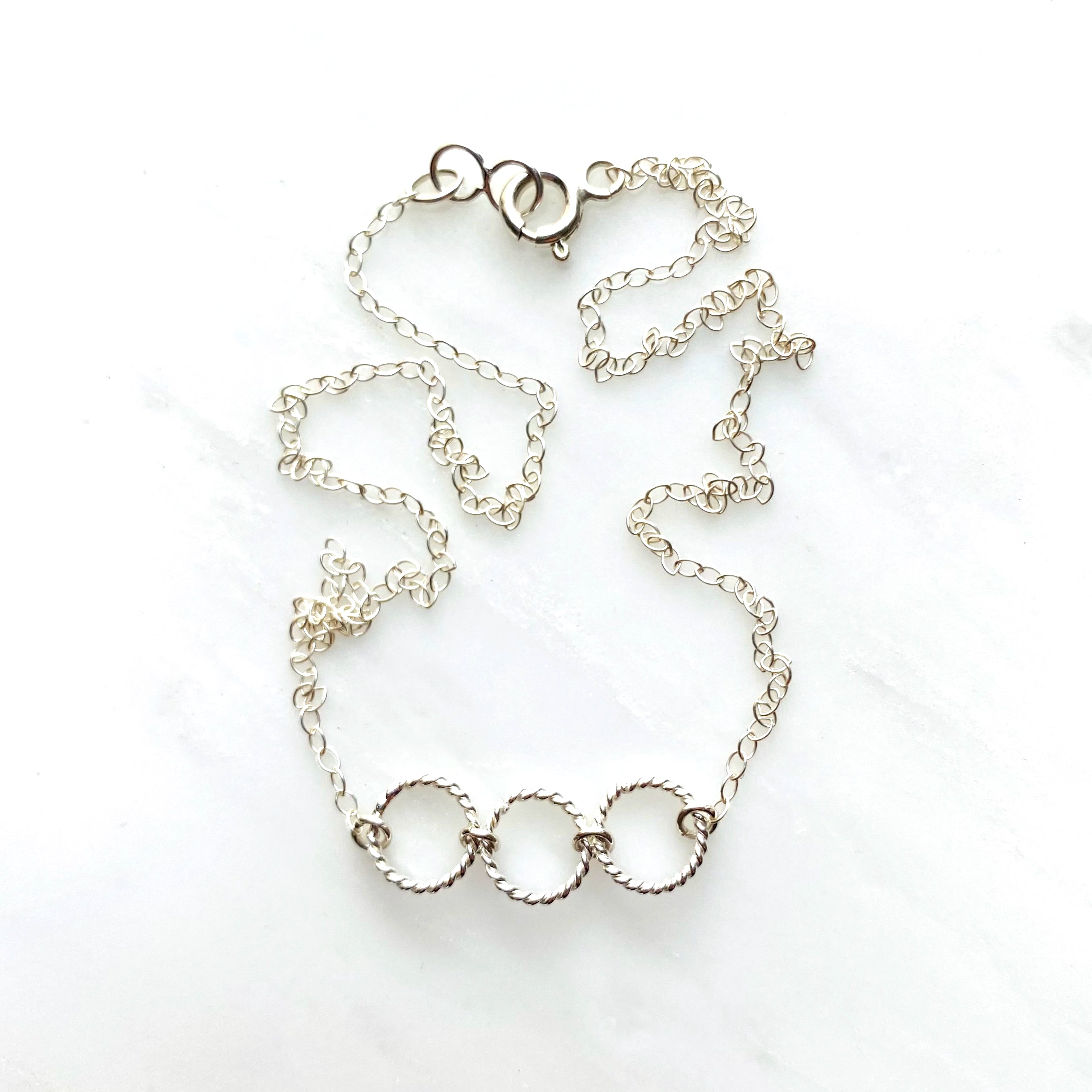 Sterling Silver Three Circle Chain Necklace