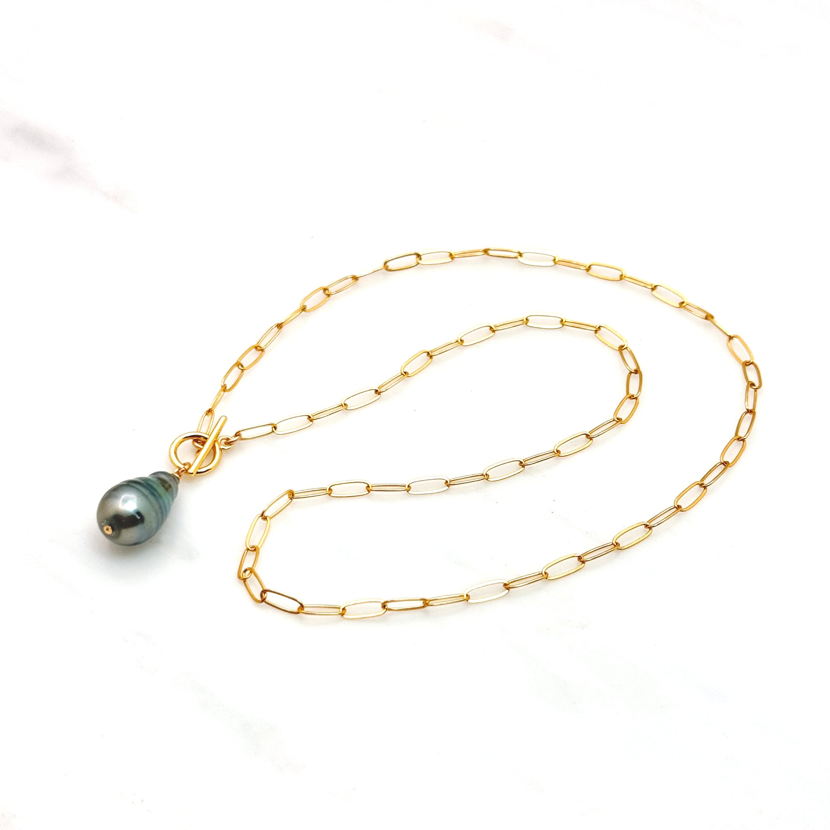 14k Gold-Filled Tahitian Pearl Drop Necklace