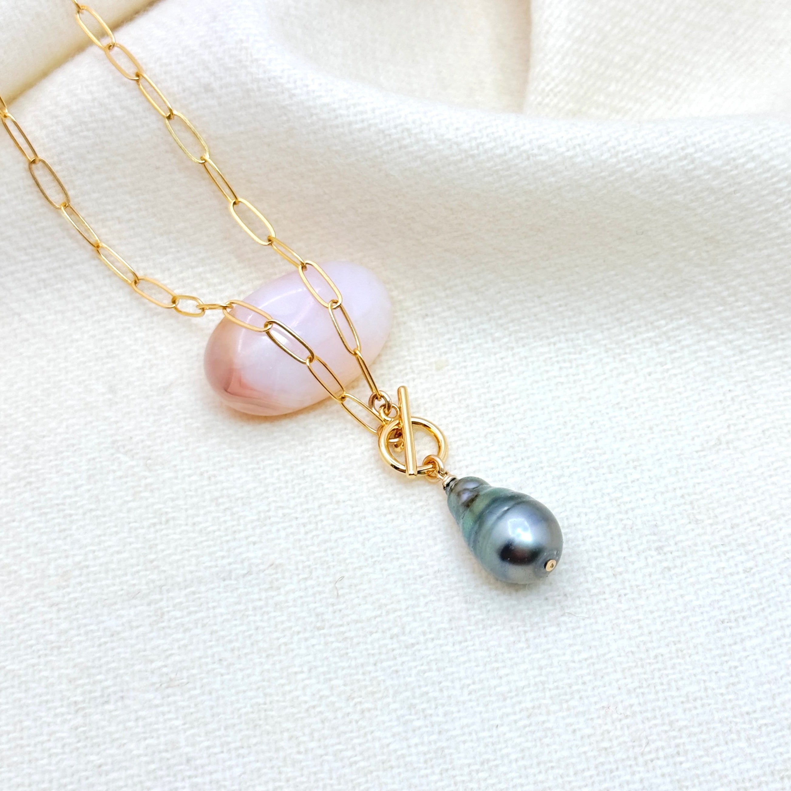 14k Gold-Filled Tahitian Pearl Drop Necklace