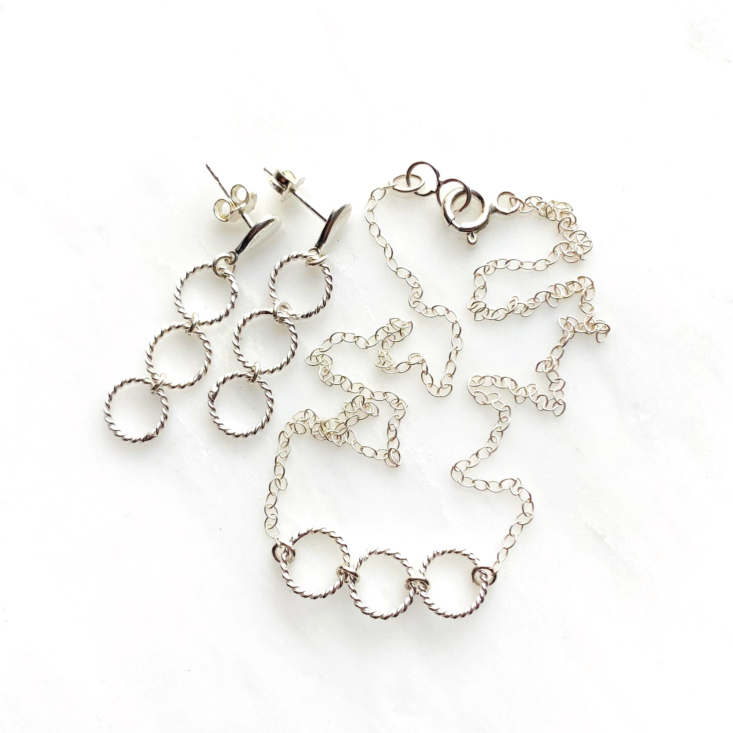 Sterling Silver Three Circle Chain Necklace