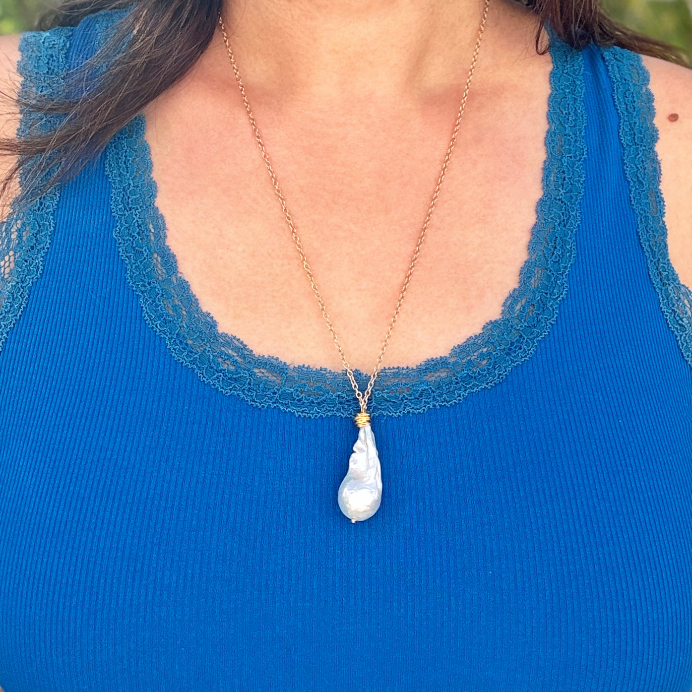 14k Gold-Filled Large Baroque Pearl Necklace