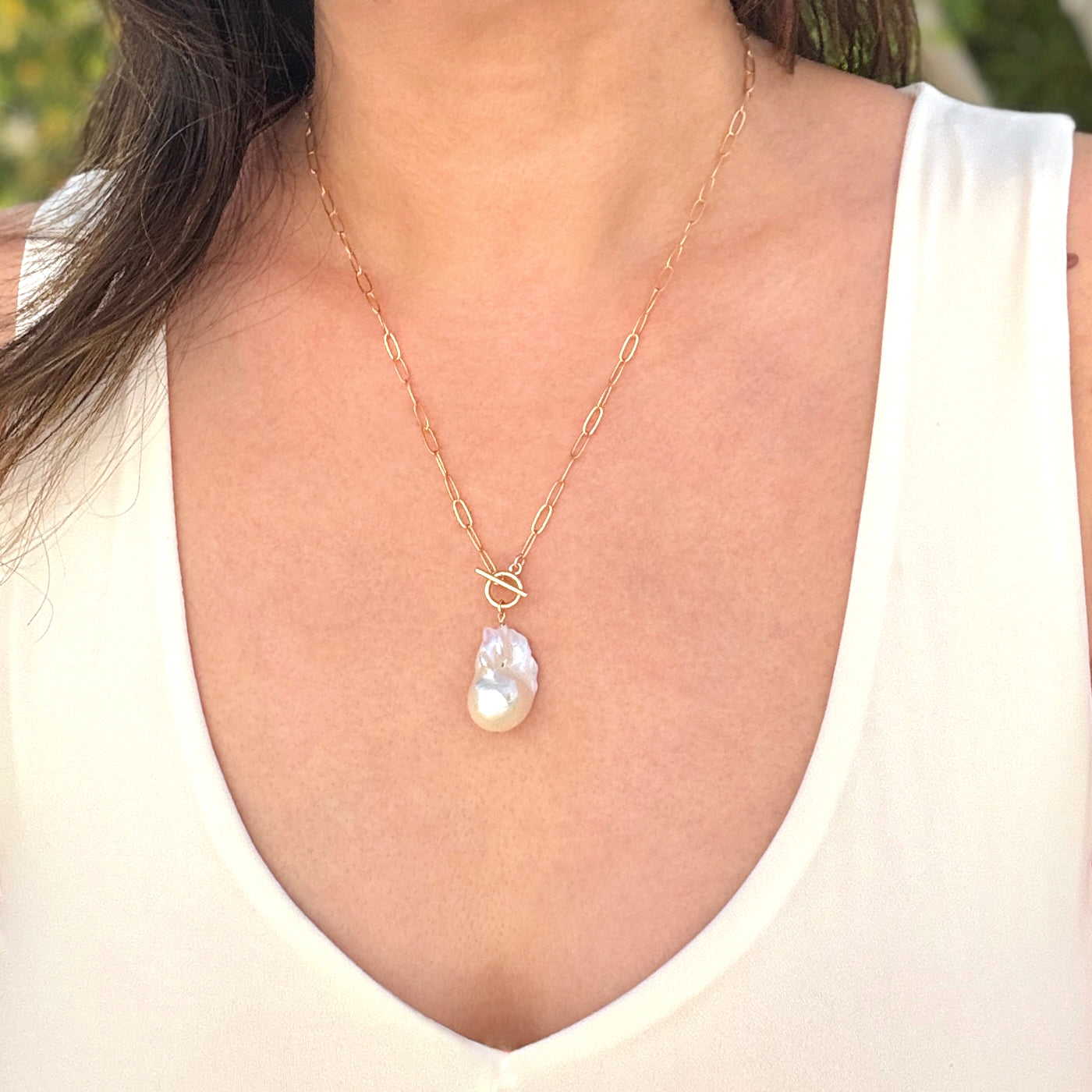 14k Gold-Filled Large Baroque Pearl Necklace
