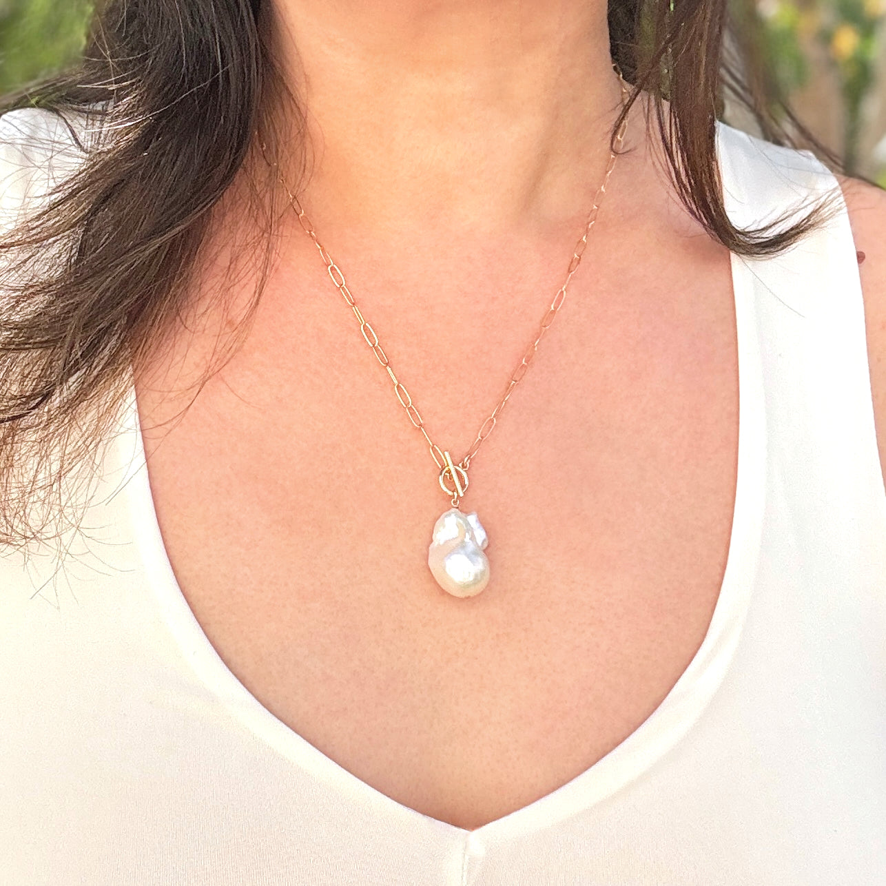 14k Gold-Filled Large Baroque Pearl Necklace