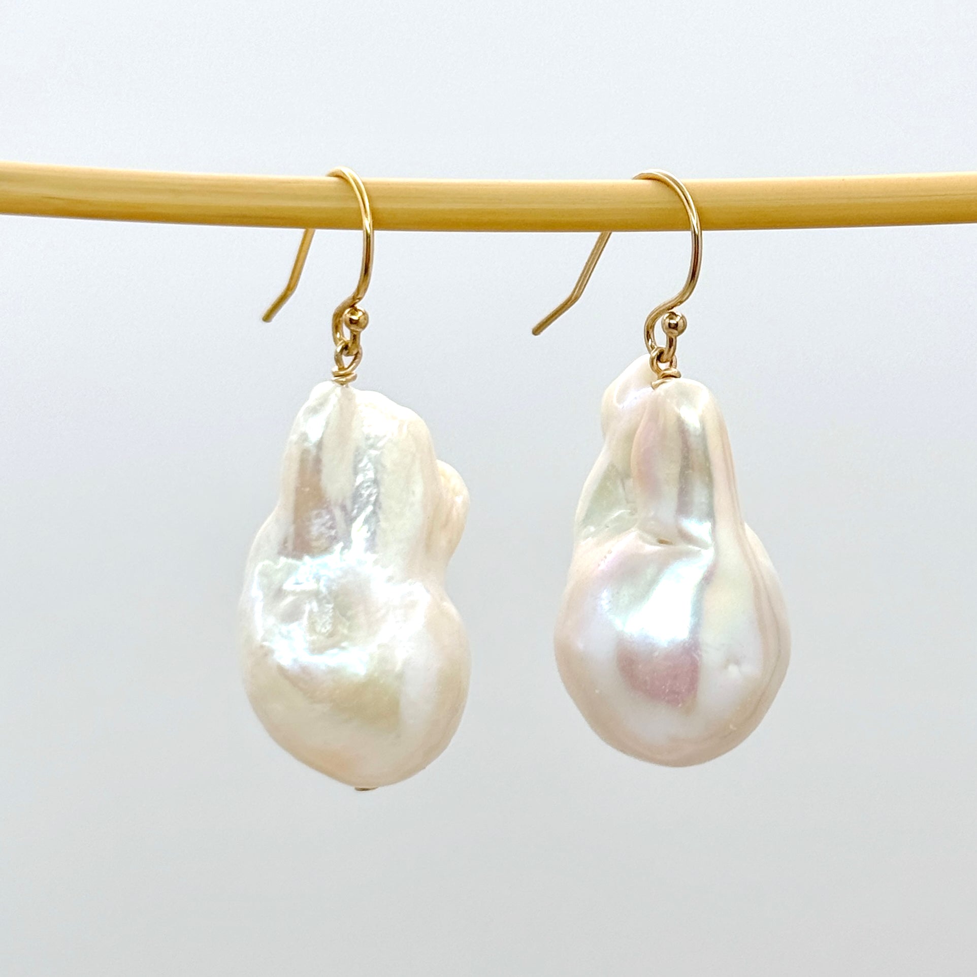 14k Gold Filled White Baroque Pearl Earrings