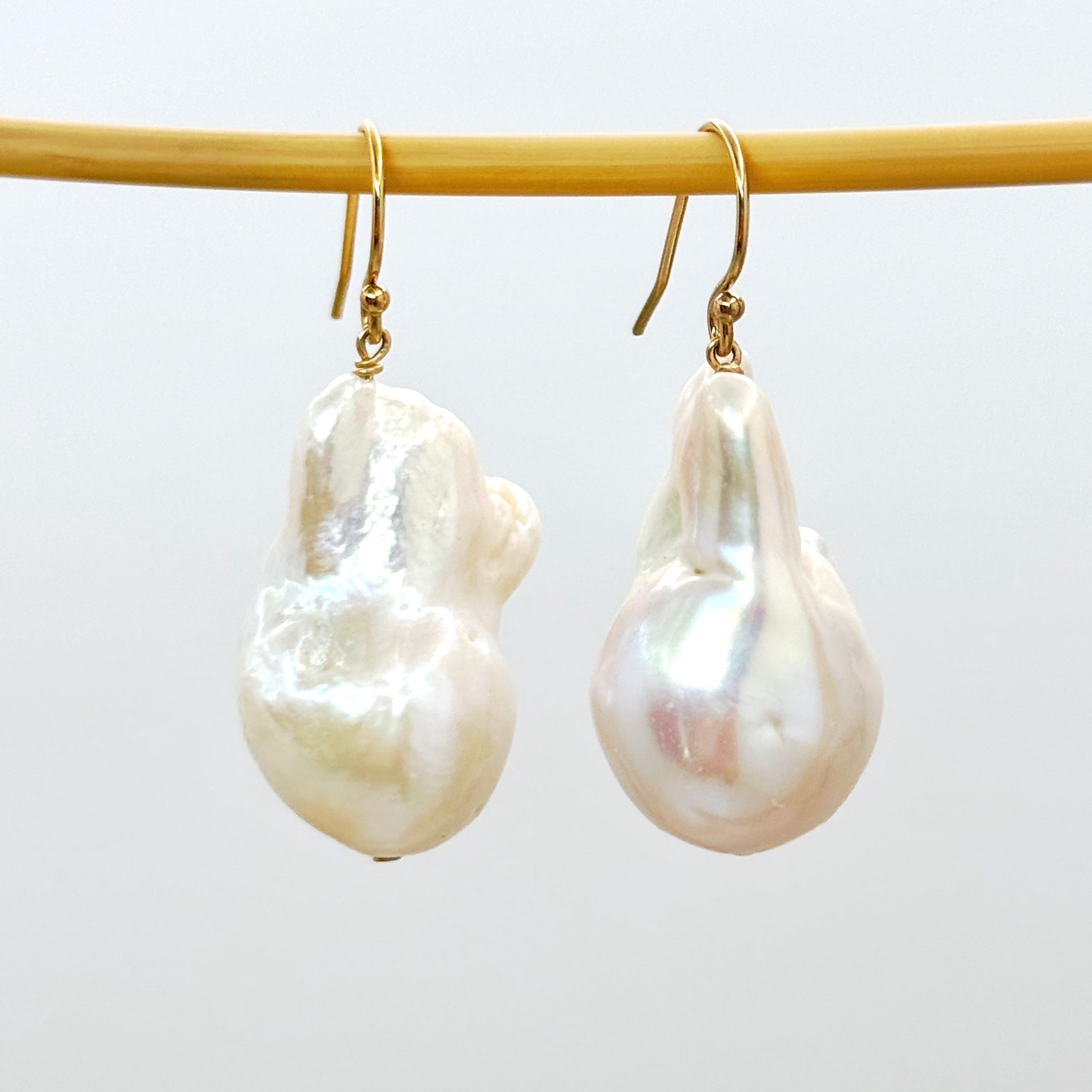 14k Gold Filled White Baroque Pearl Earrings