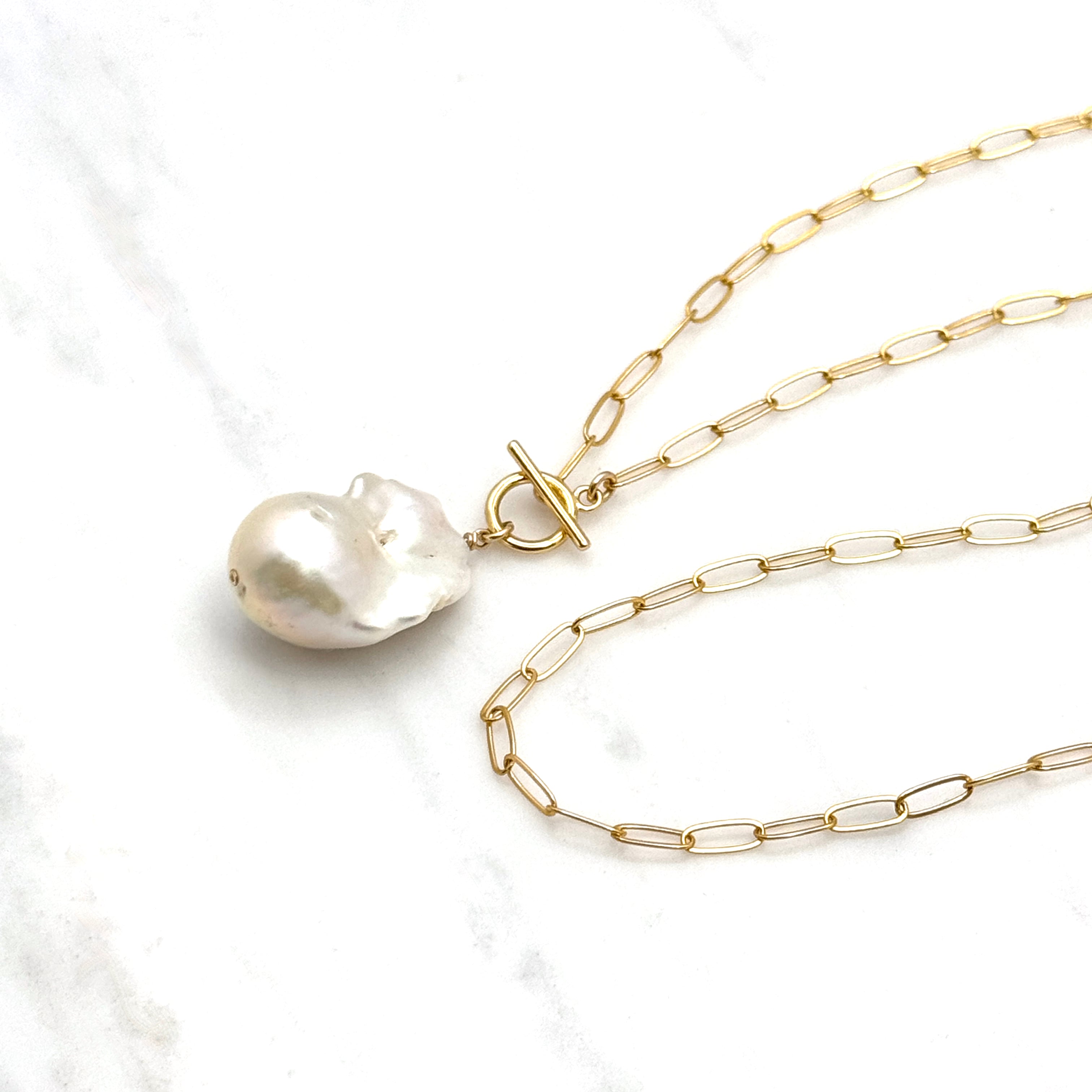 14k Gold-Filled Large Baroque Pearl Necklace