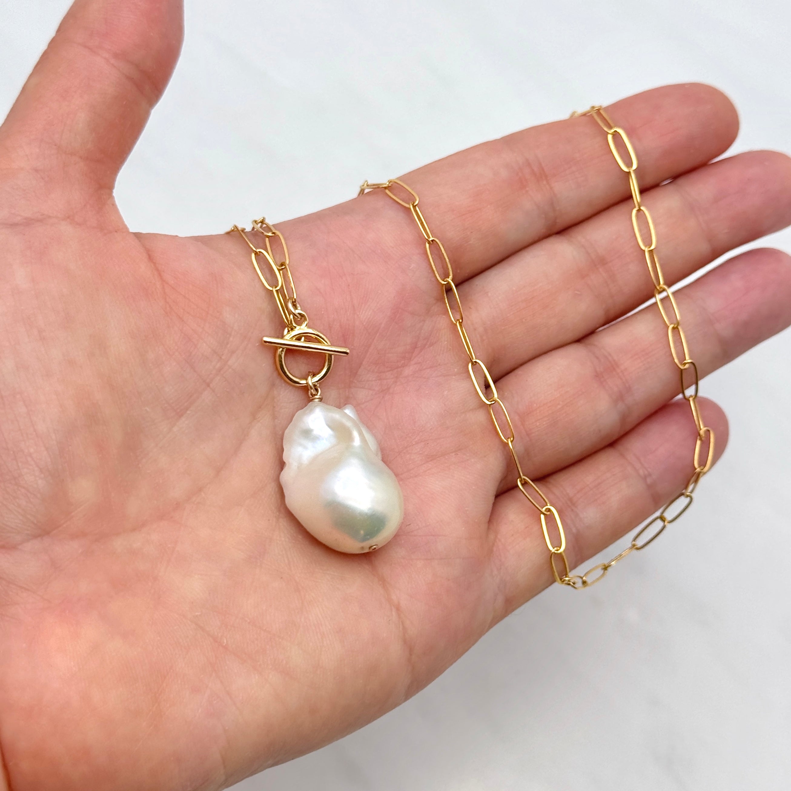 14k Gold-Filled Large Baroque Pearl Necklace