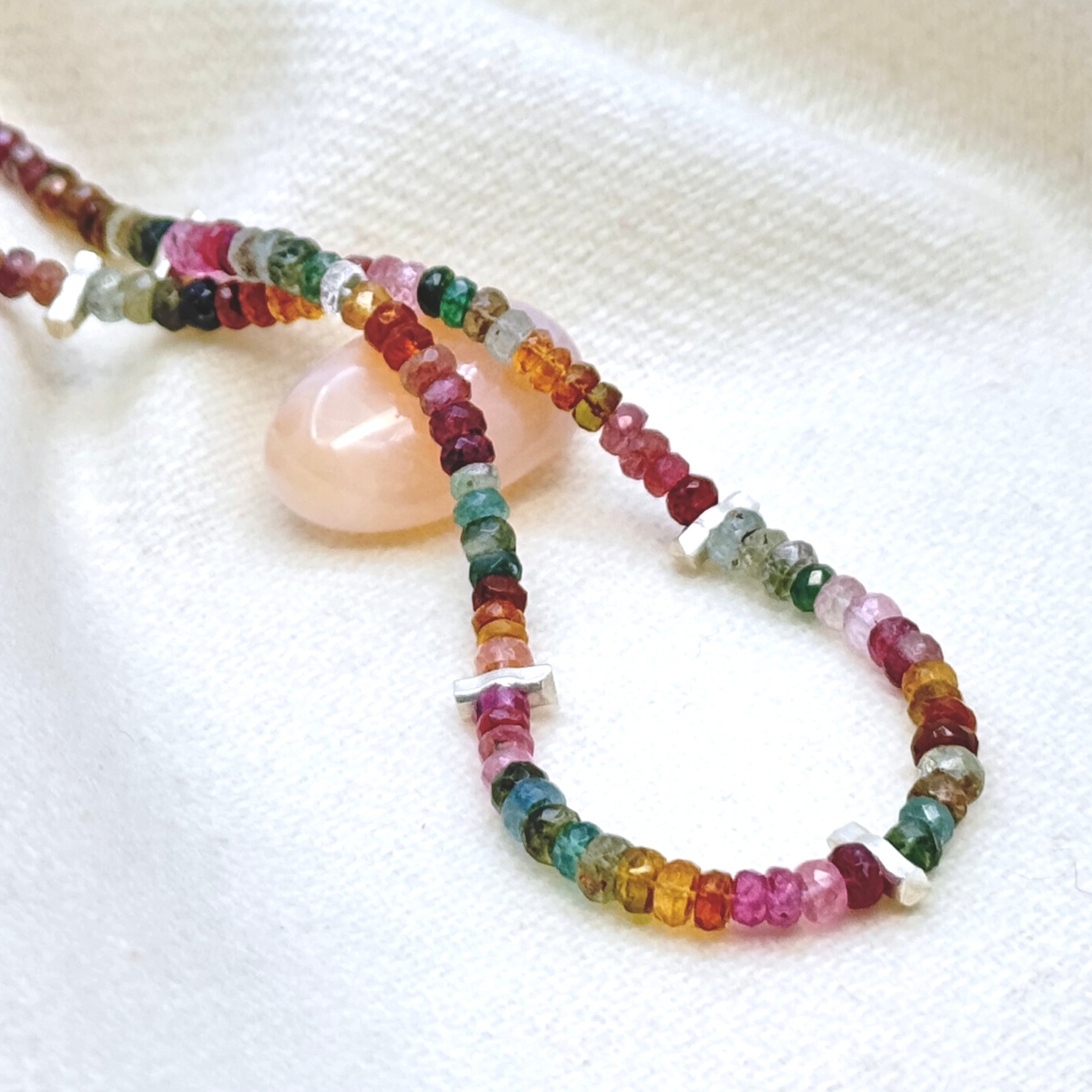 Multicolor Tourmaline 925 Silver Necklace