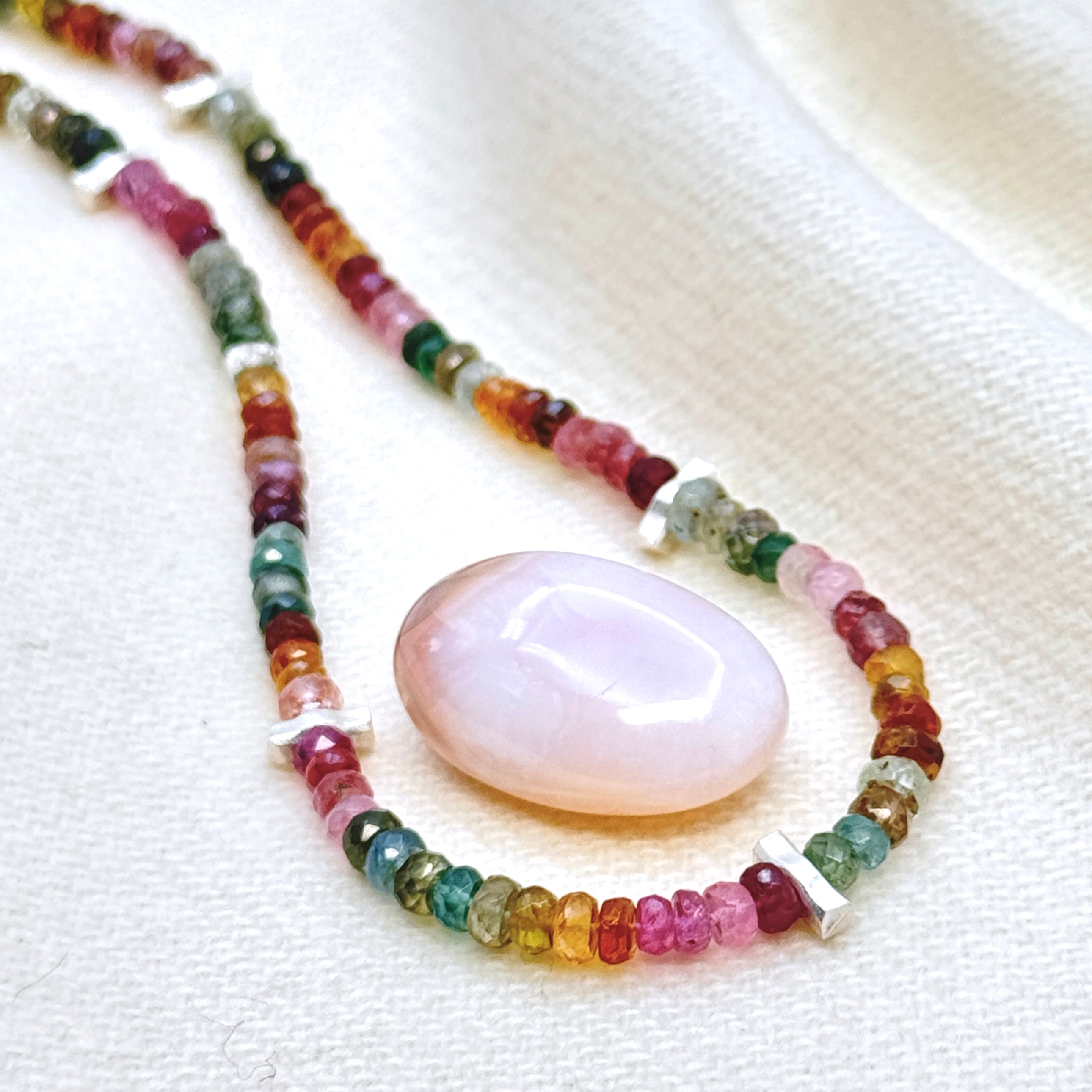 Multicolor Tourmaline 925 Silver Necklace