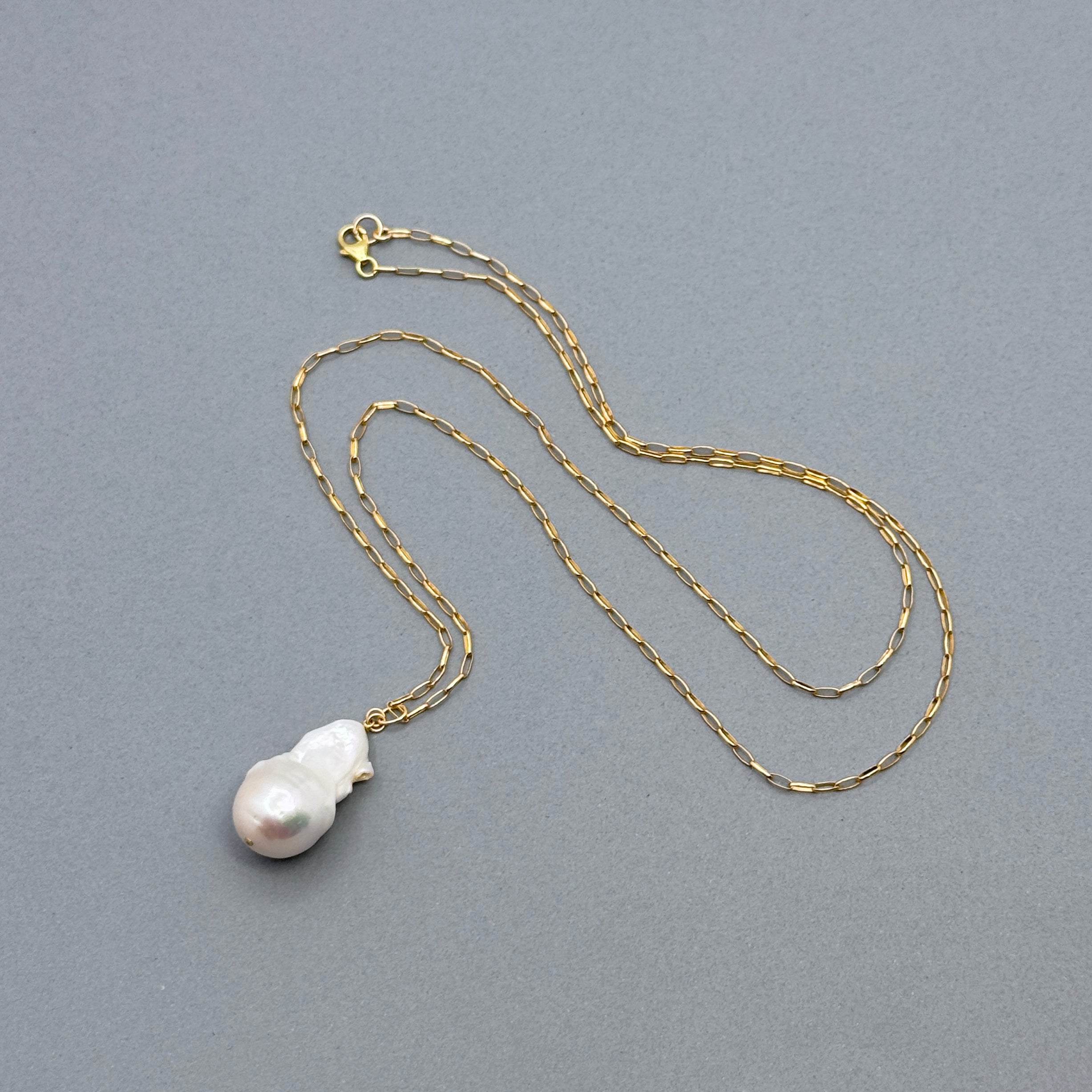 14k Gold-Filled Long Baroque Pearl Necklace