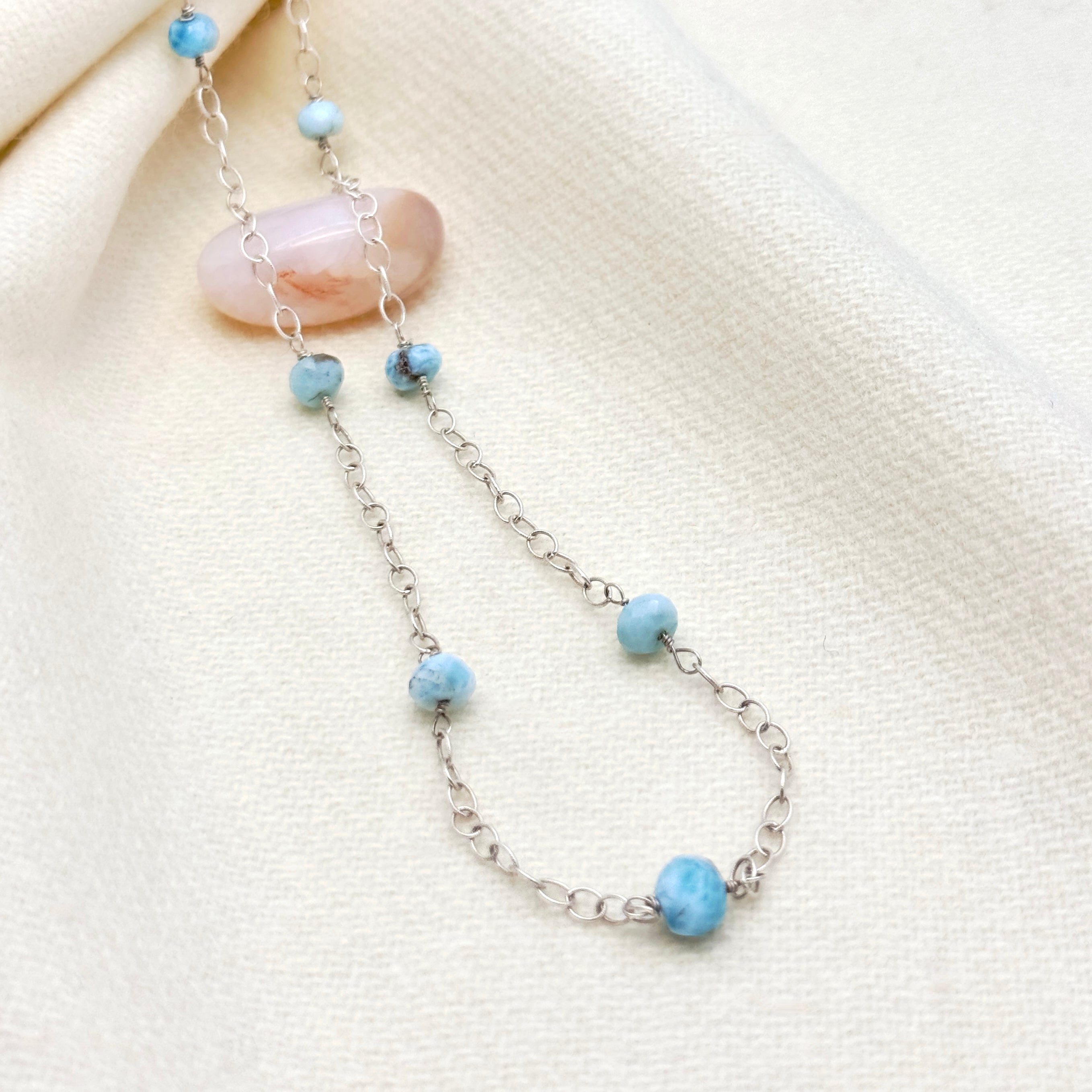 Larimar Sterling Silver Station Necklace