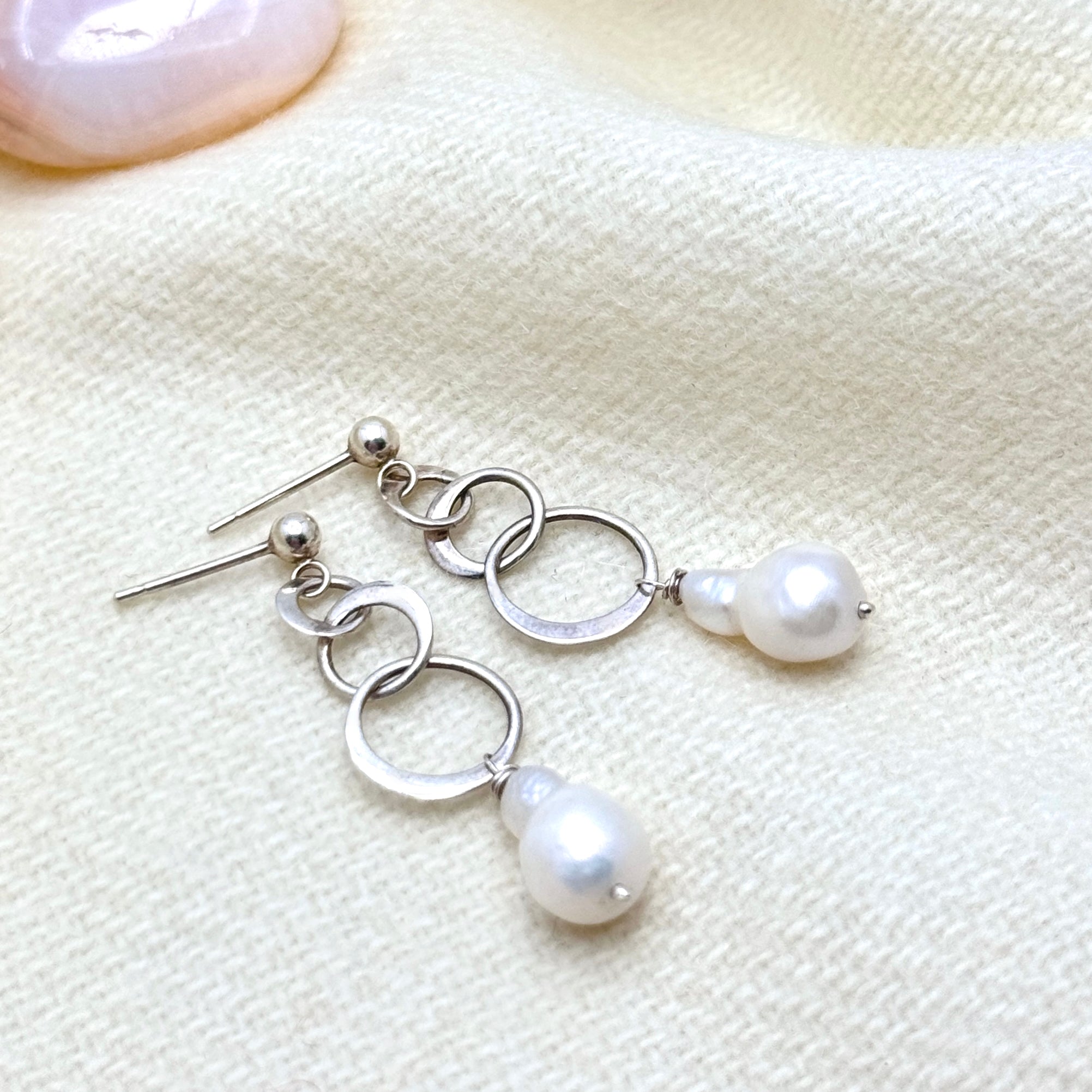 Baroque Pearl Sterling Silver Stud Earrings