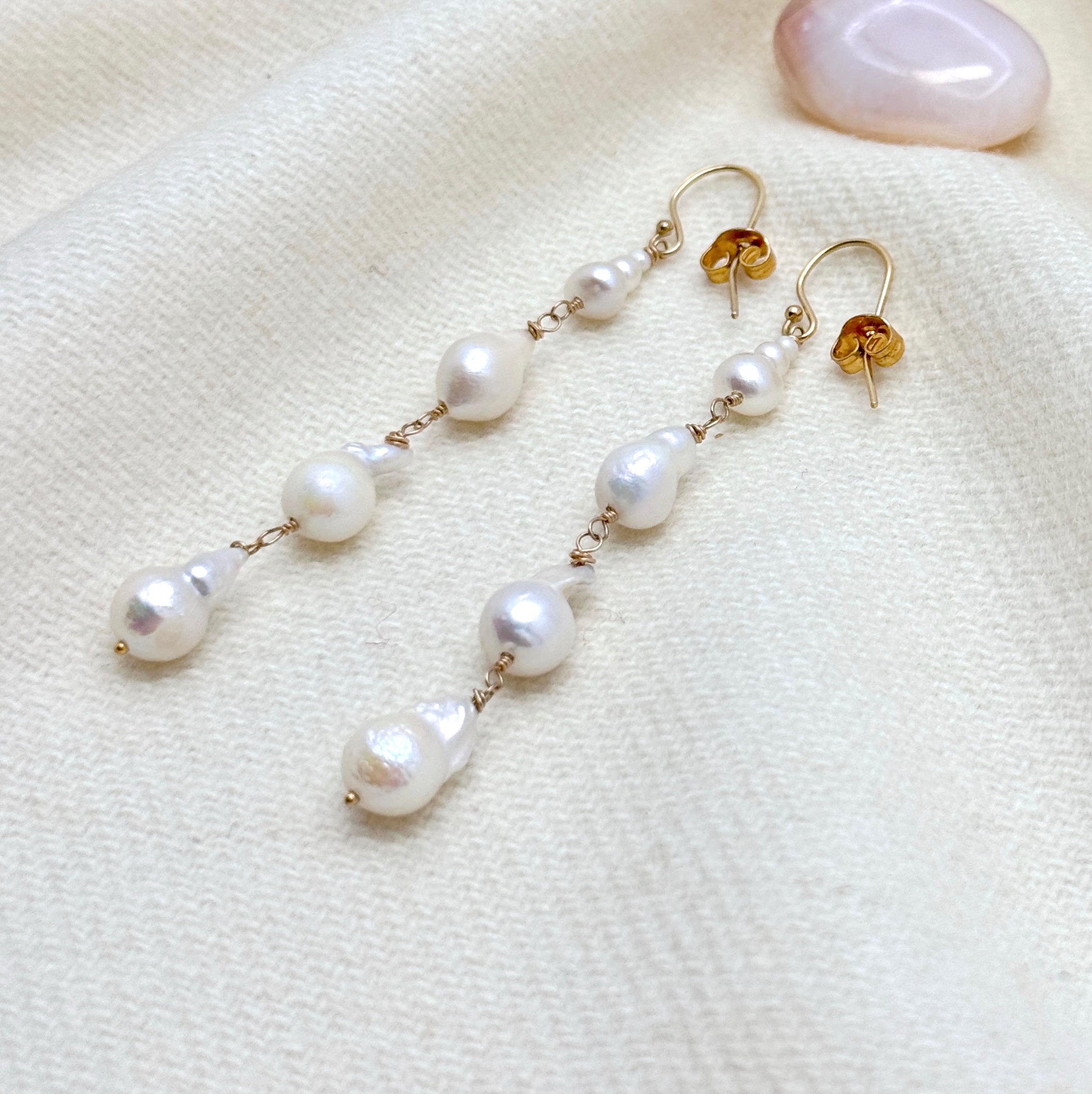 Baroque Pearl Gold-Filled Cascading Earrings
