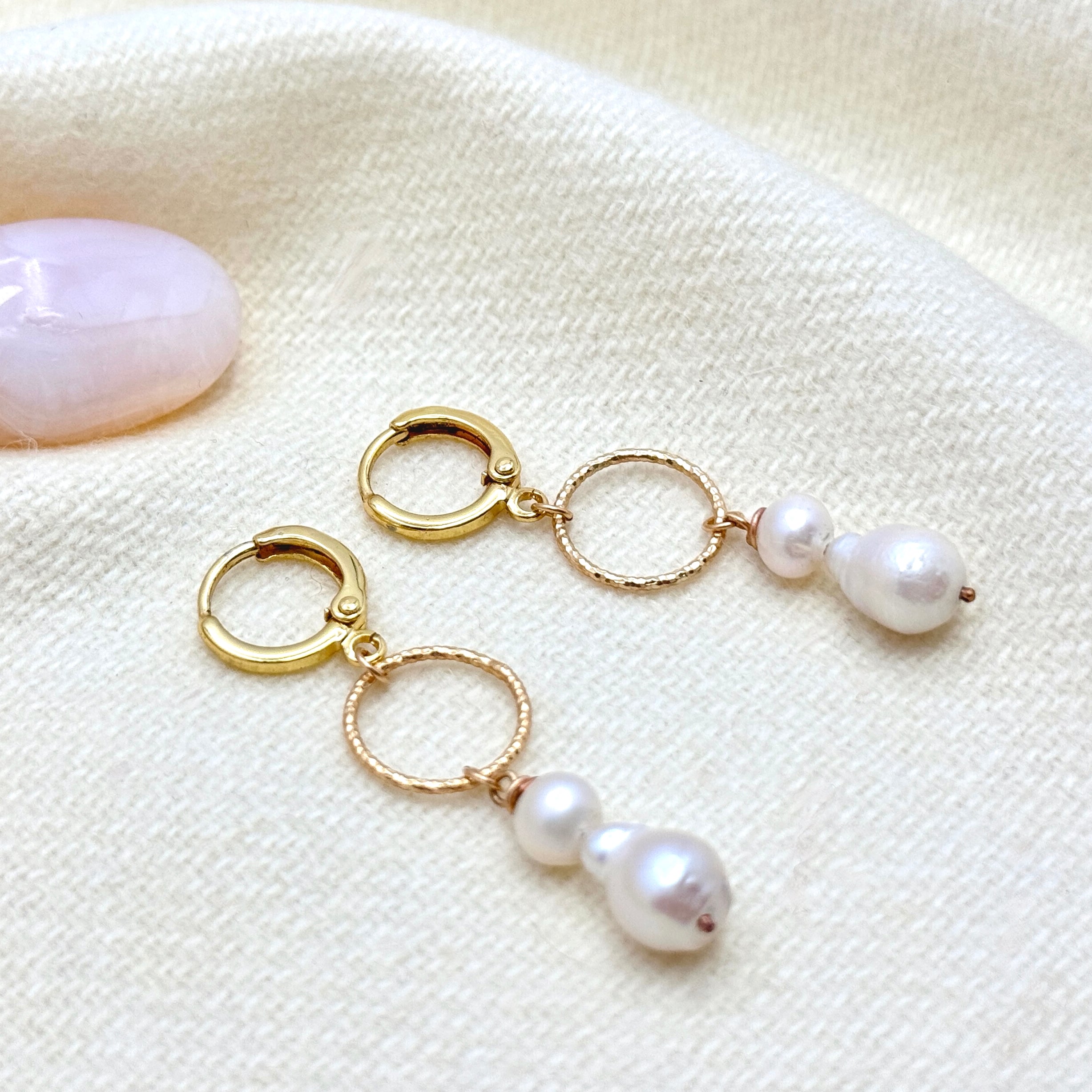 Baroque Pearl Huggie 14K Gold-Filled Earrings