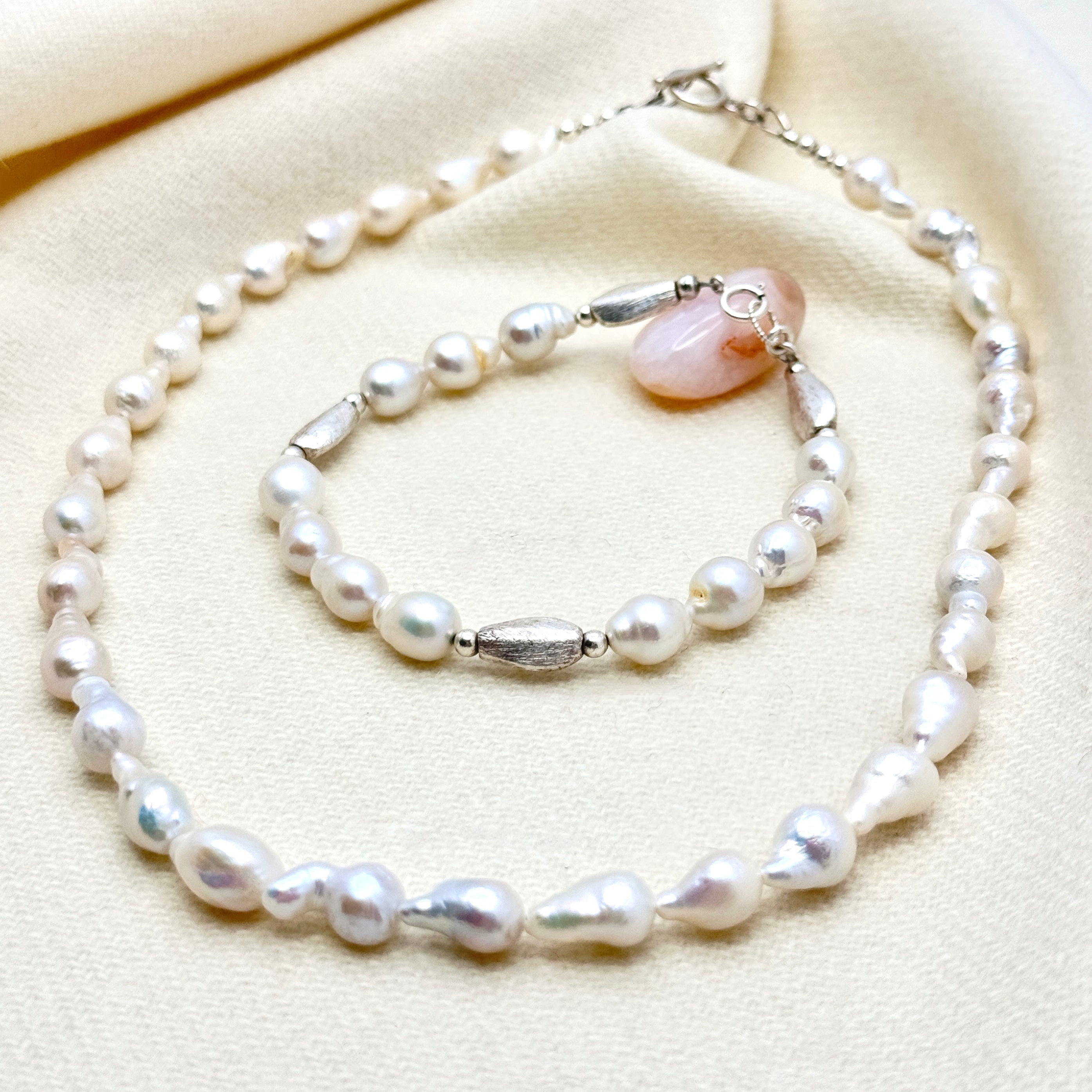 White Baroque Pearl Sterling Silver Necklace