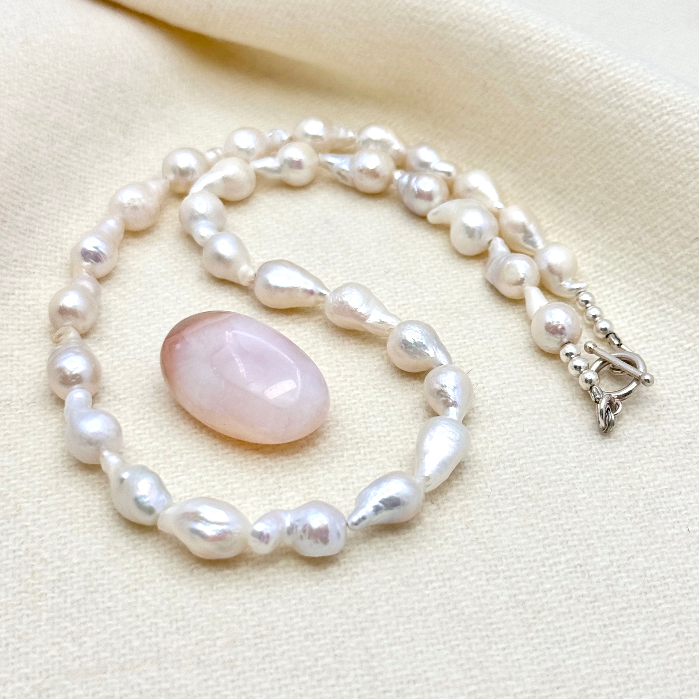 White Baroque Pearl Sterling Silver Necklace