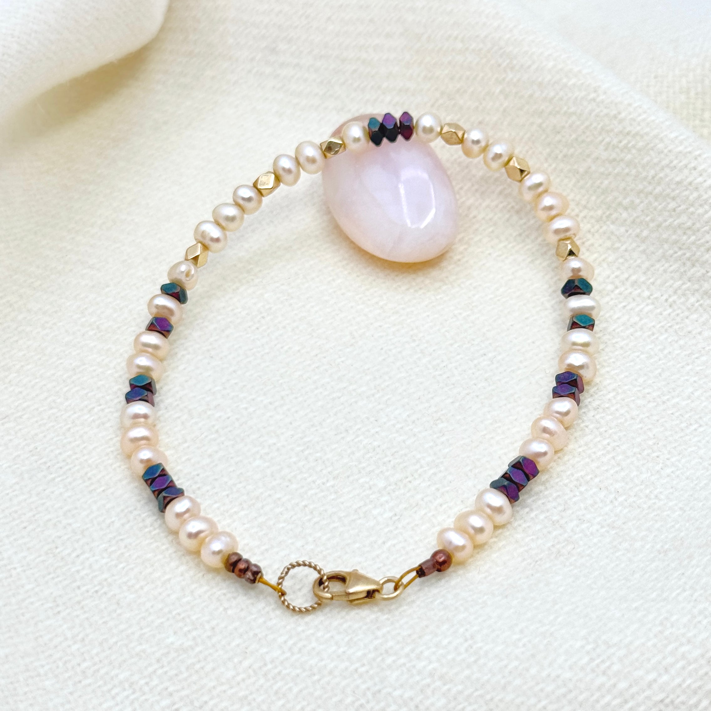 Ivory Pearl, Hematite, & Gold-Filled Bracelet